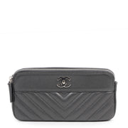 Authentieke Tweedehands Chanel Grey Wallet On Chain Double Zip Bag juiste prijs veilig online shoppen luxe merken webshop winkelen Antwerpen België mode fashion