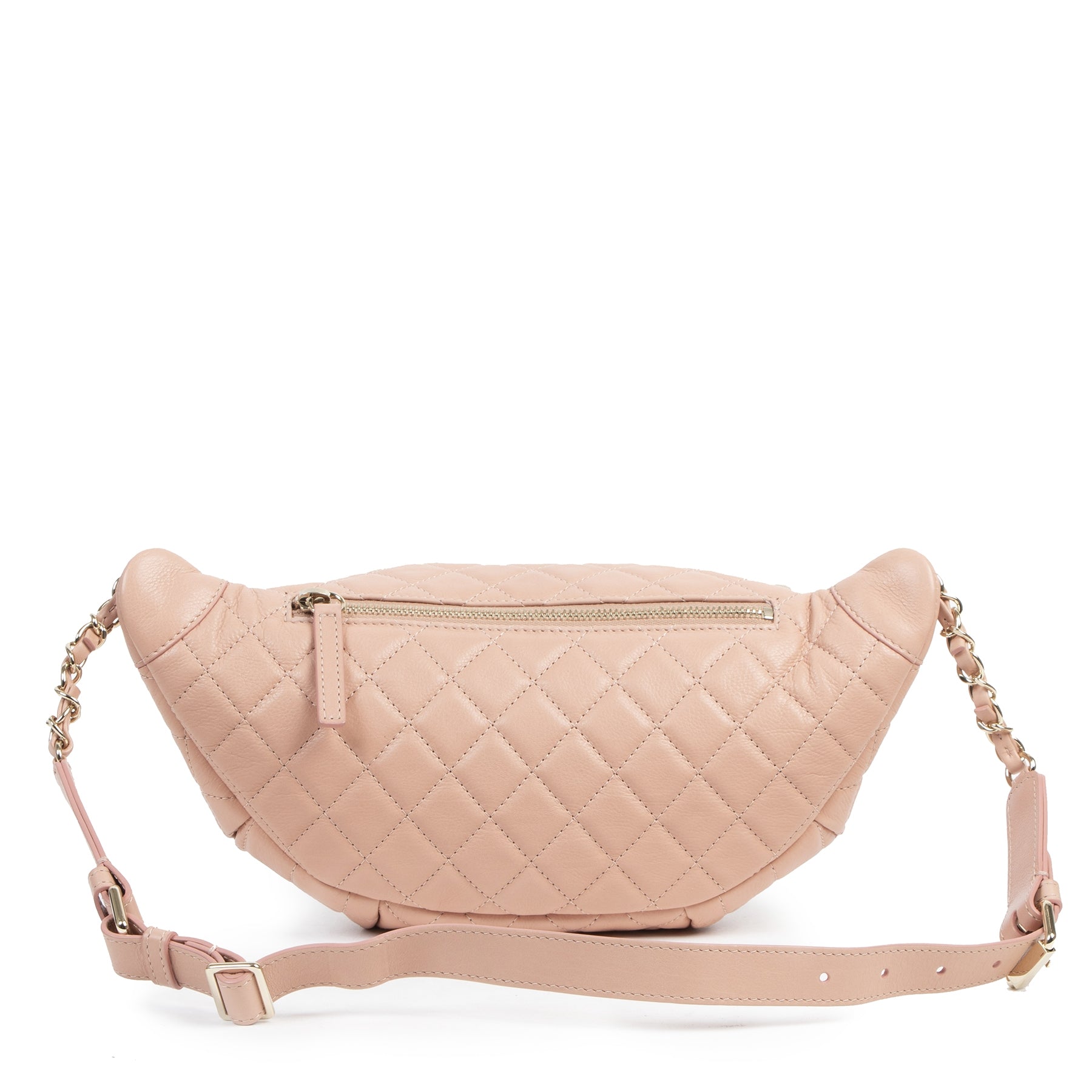 Authentic secondhand Chanel Dusty Pink Belt Bag designer bags fashion luxury vintage webshop safe secure online shopping designer high end brands