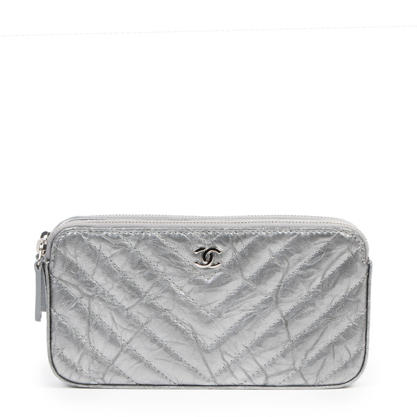 Chanel Silver Wallet On Chain Double Zip Bag – Labellov