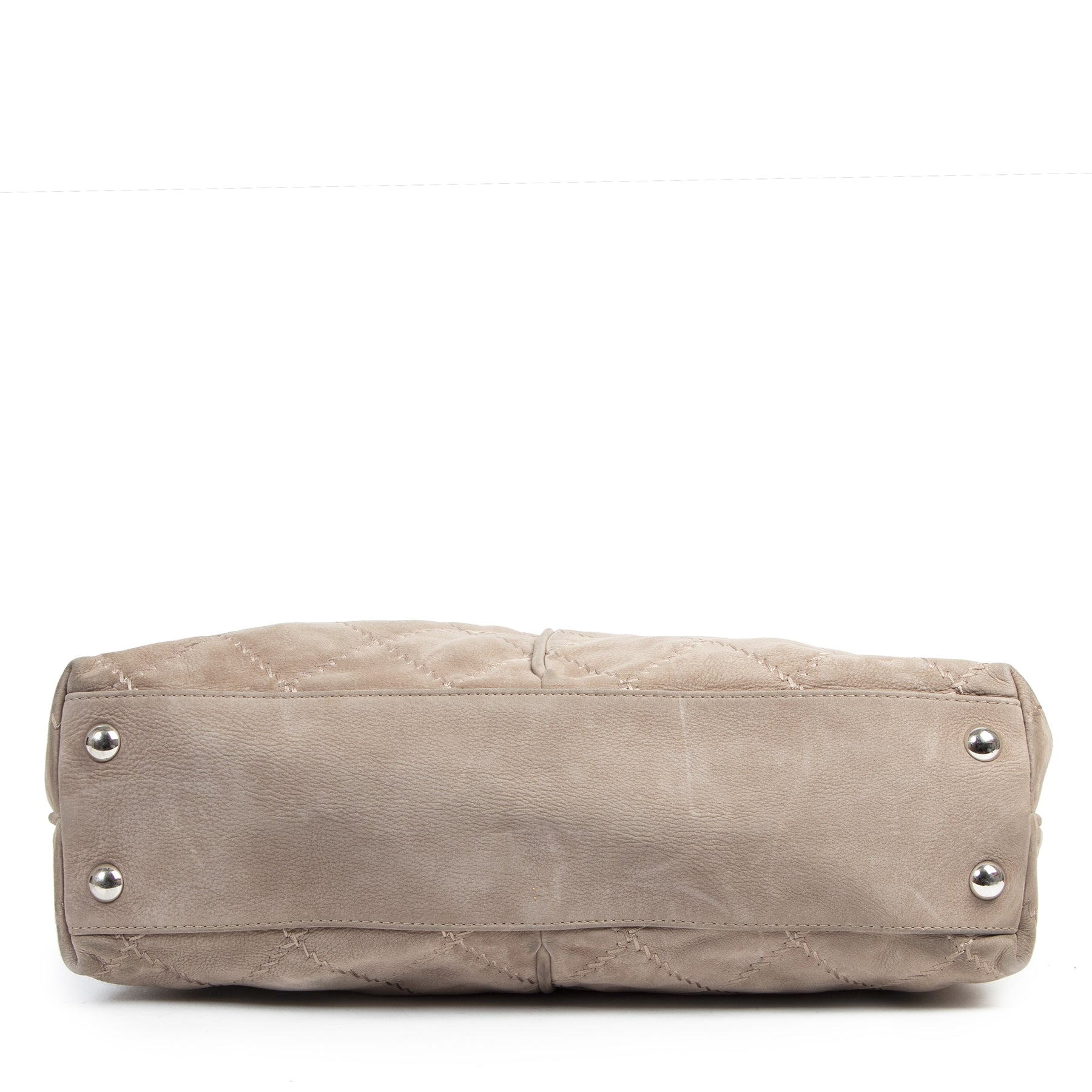 Authentieke tweedehands vintage Chanel Taupe Nubuck Shoulder Bag koop online webshop LabelLOV