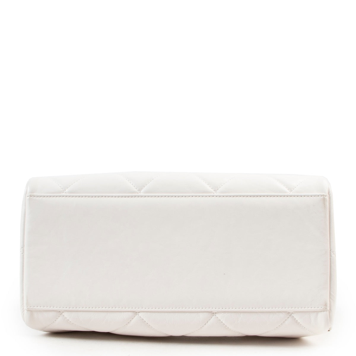 Chanel White Quilted Boston Crossbody Bag