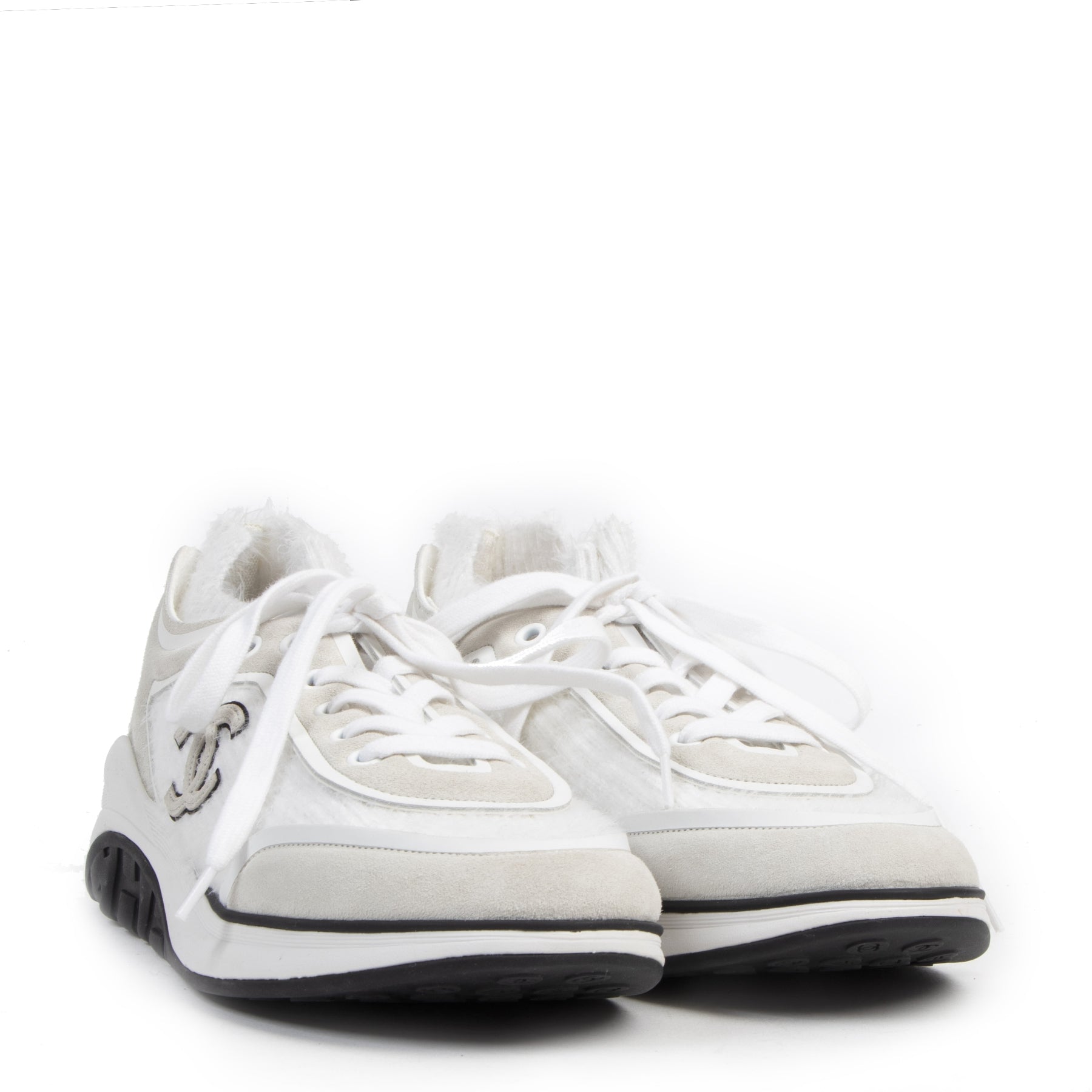 Chanel White Suede Blended Fabrics Low-Top Sneakers - Size 39