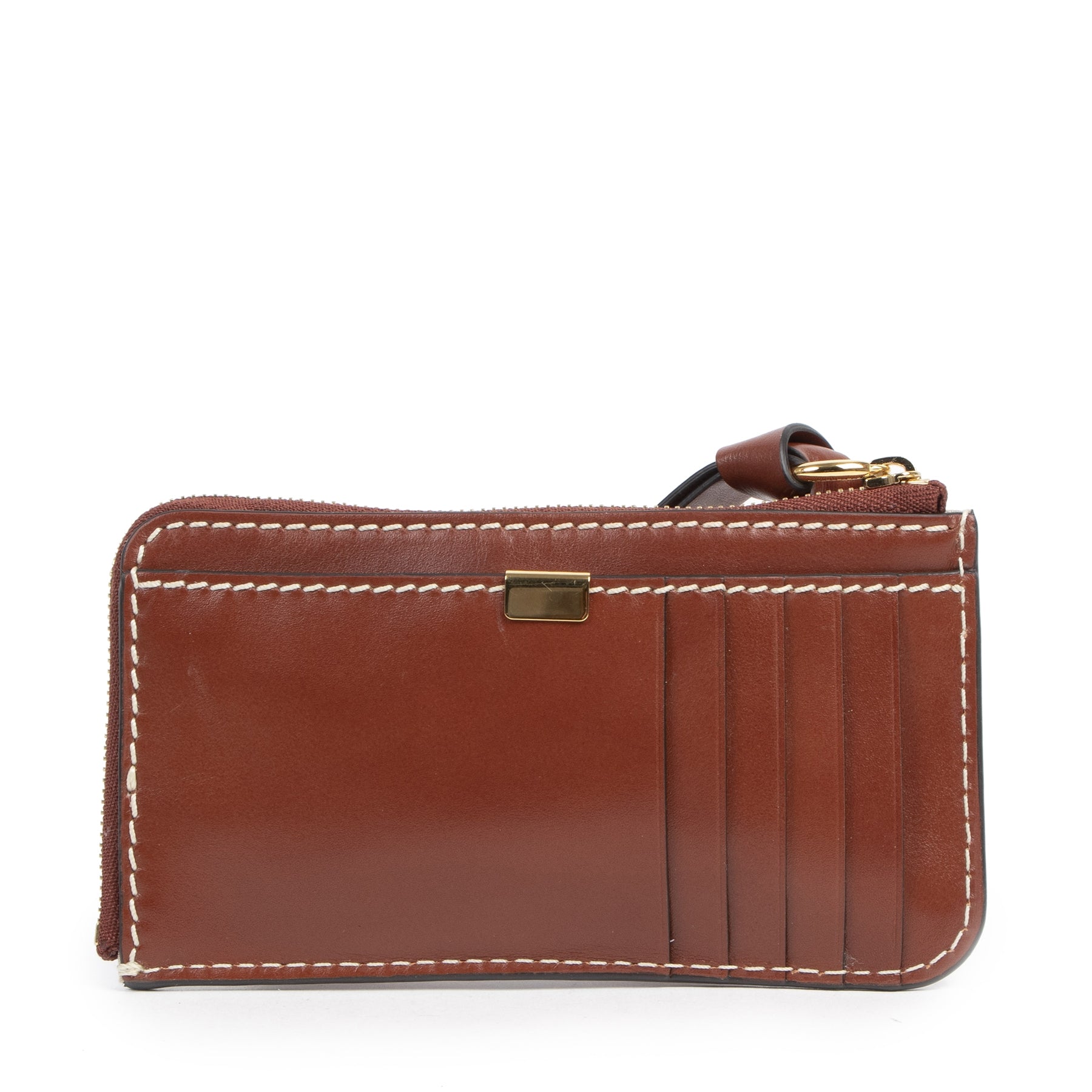 Authentieke tweedehands vintage Chloé Brown Marcie Cardholder koop online webshop LabelLOV