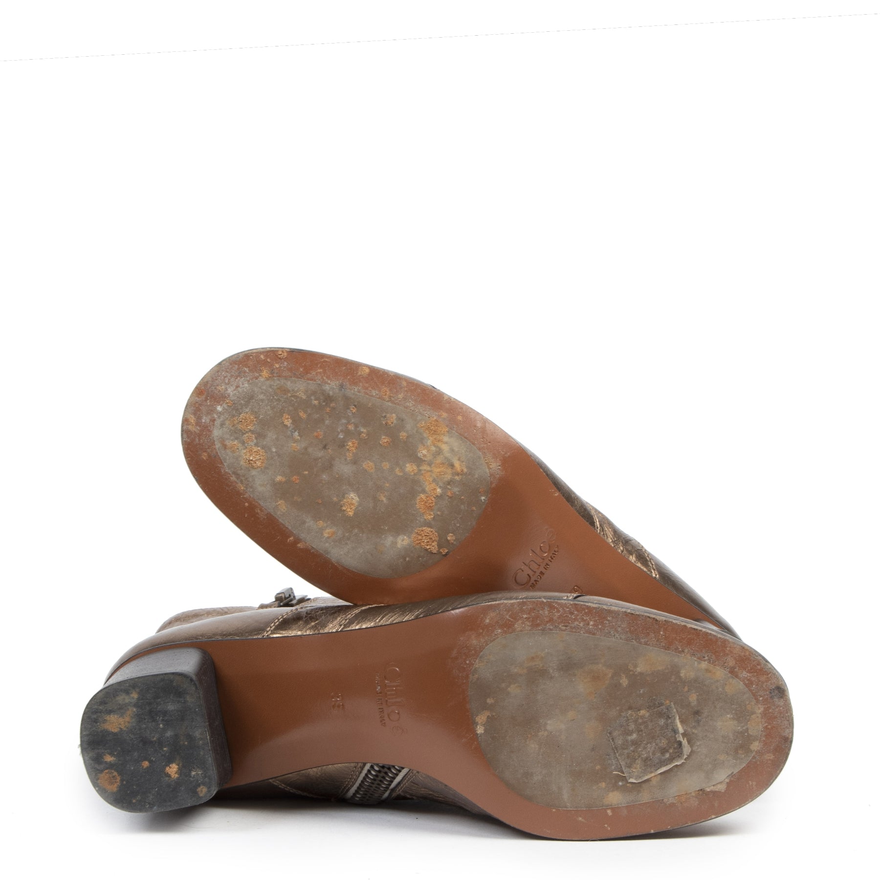 Authentieke tweedehands vintage Chloé Bronze Lexie Ankle Boots - Size 39 koop online webshop LabelLOV