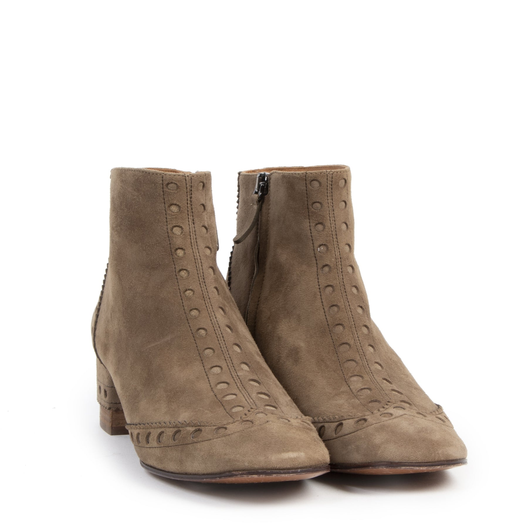 Authentic Secondhand Chloé Perry Suede Ankle Boots - Size 38,5 designer shoes luxury vintage webshop fashion safe secure online shopping designer high end brands