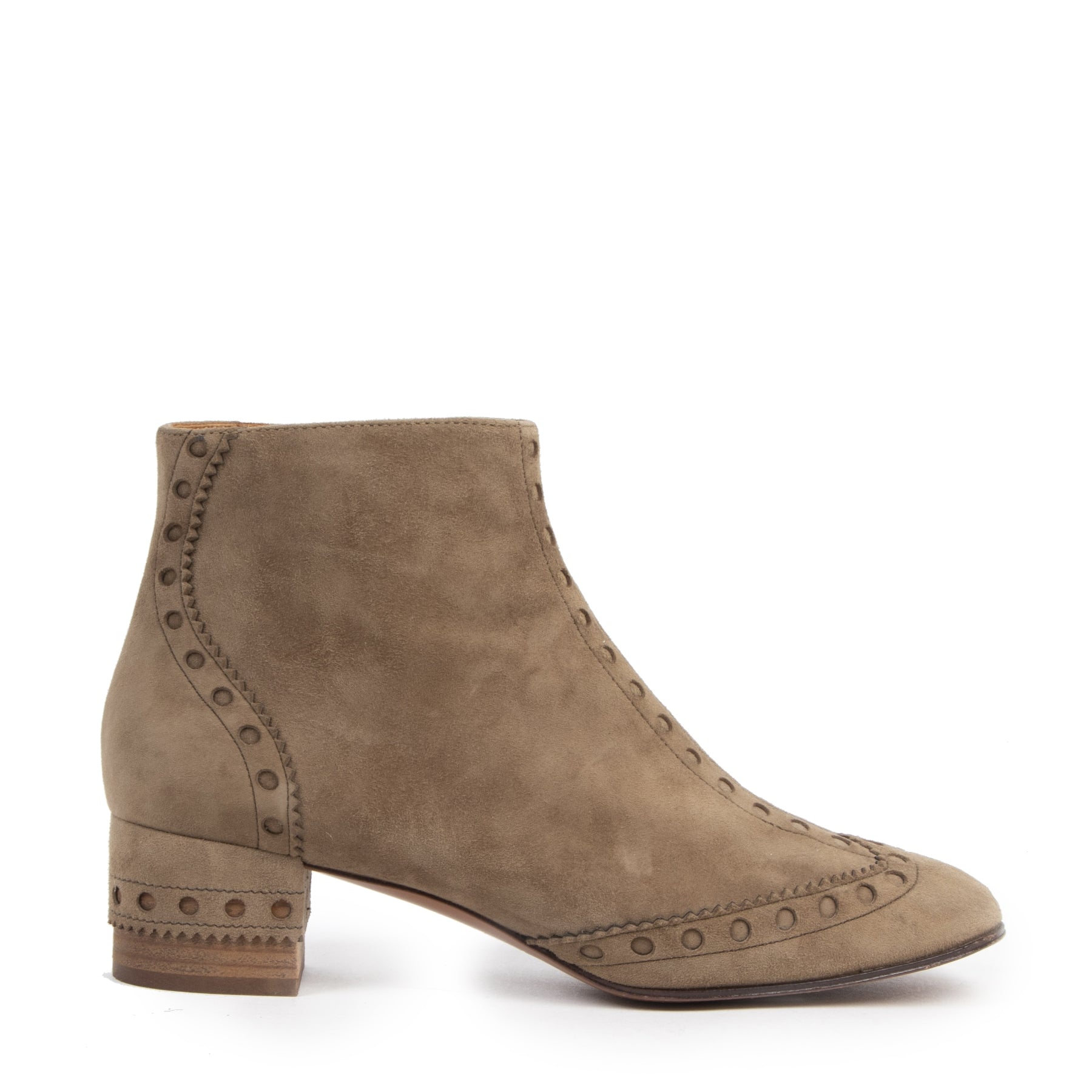 Authentieke Tweedehands Chloé Perry Suede Ankle Boots - Size 38,5 juiste prijs veilig online shoppen luxe merken webshop winkelen Antwerpen België mode fashion