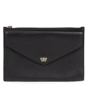 Authentic secondhand Delvaux Black Leather Envelope Pouch designer bags fashion luxury vintage webshop safe secure online shopping high end brands