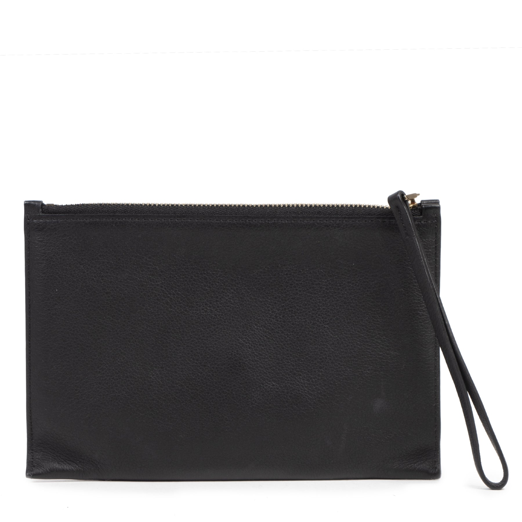 Authentieke Tweedehands Delvaux Black Leather Envelope Pouch juiste prijs veilig online shoppen luxe merken webshop winkelen Antwerpen België mode fashion