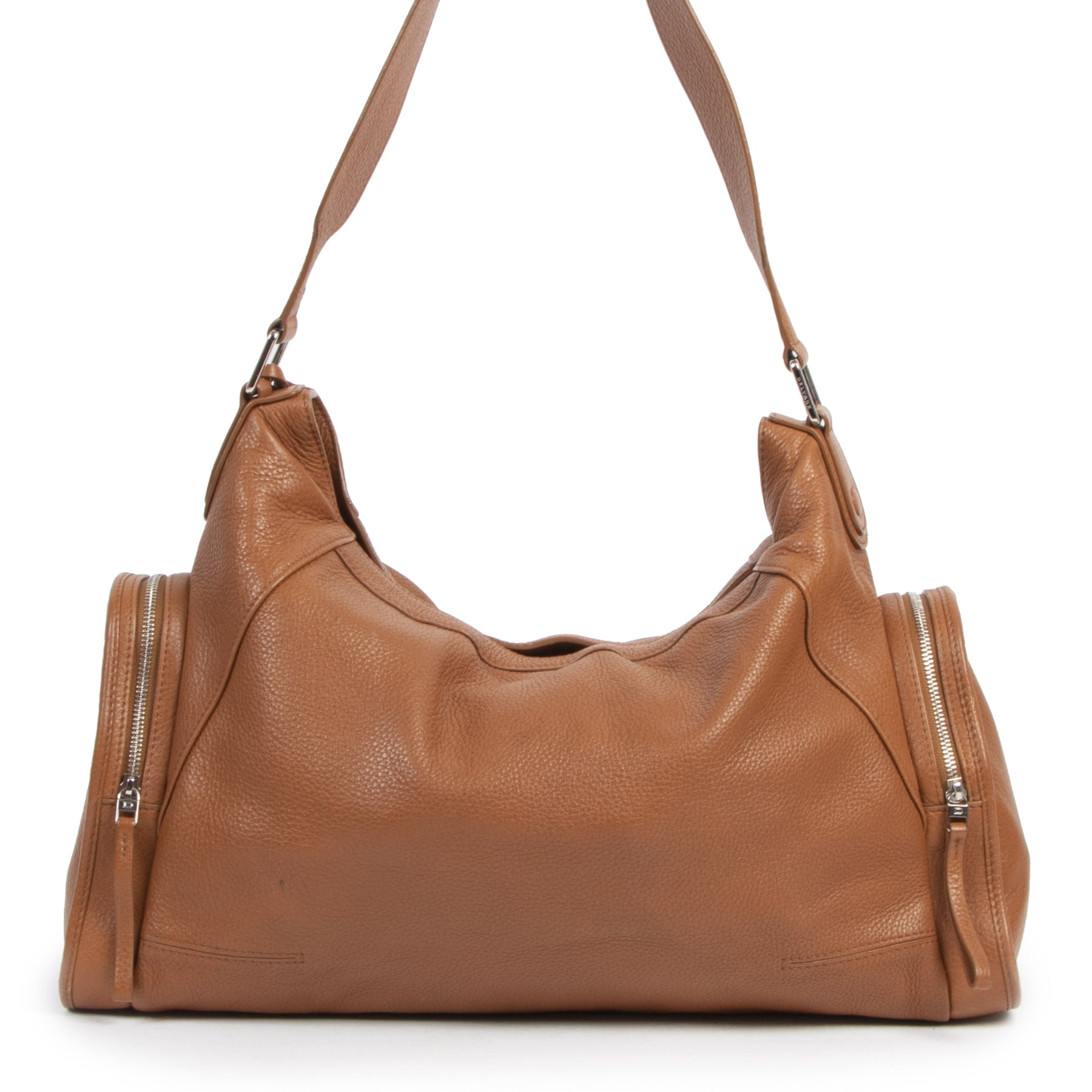 Authentic second-hand vintage Delvaux Cognac Leather Shoulder Bag buy online webshop LabelLOV