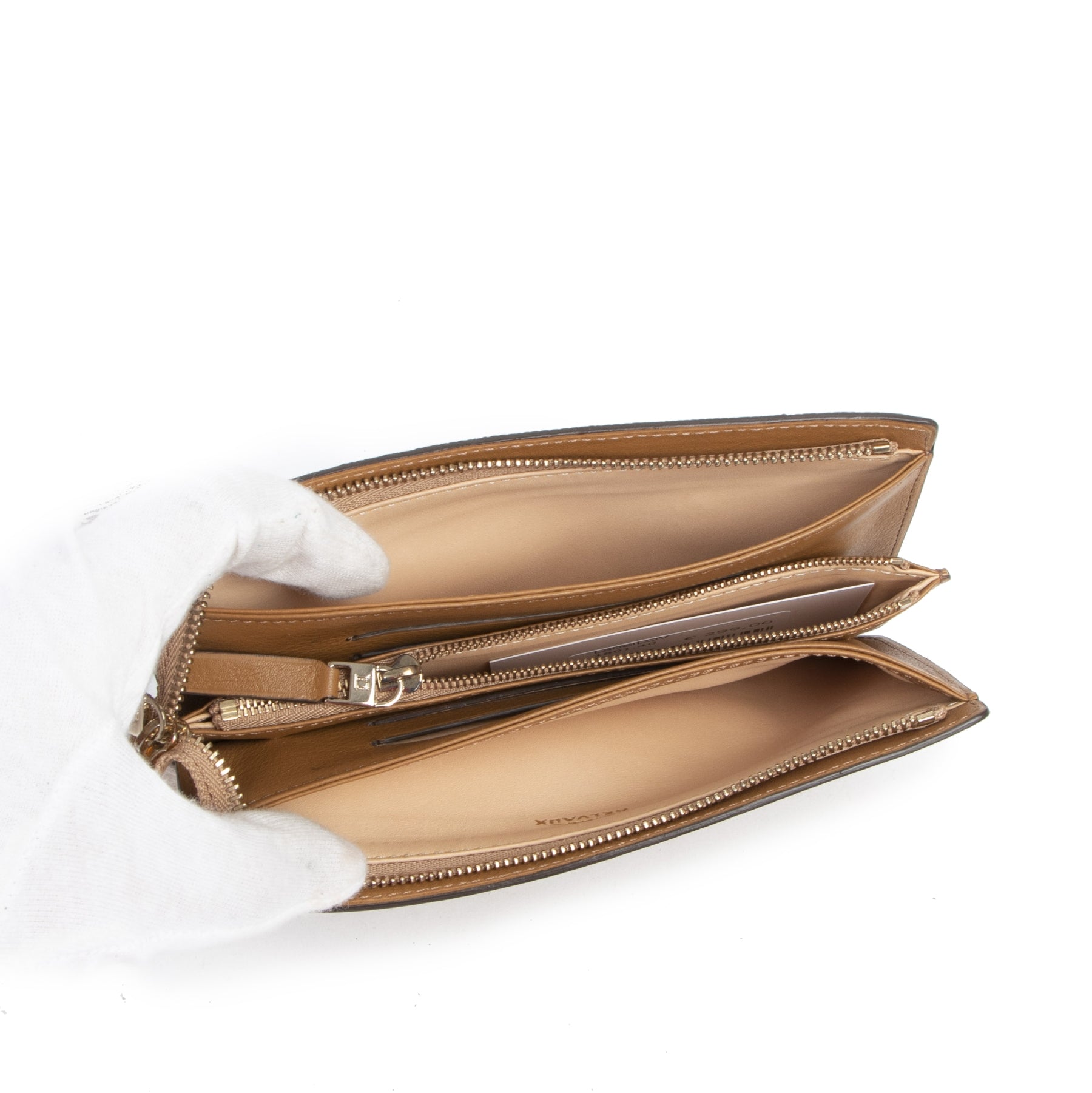 Authentieke tweedehands vintage Delvaux Cognac Leather Wallet koop online webshop LabelLOV