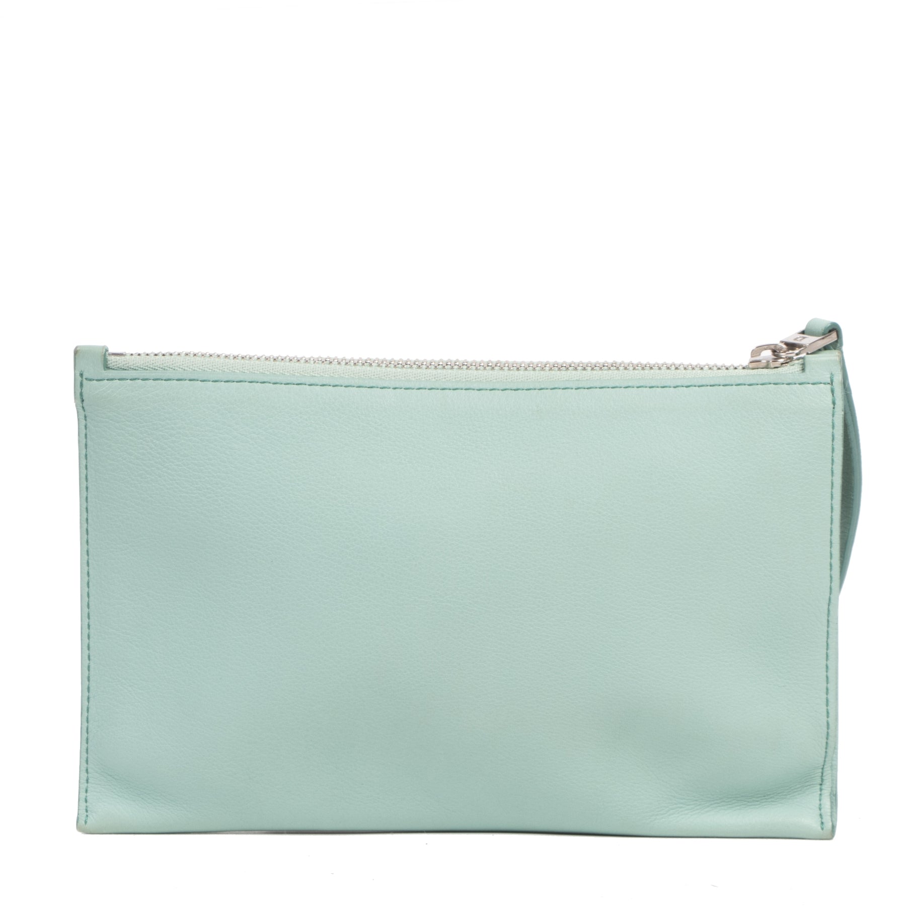 Authentieke Tweedehands Delvaux Mint Blue Zip Wallet Pouch juiste prijs veilig online shoppen luxe merken webshop winkelen Antwerpen België mode fashion