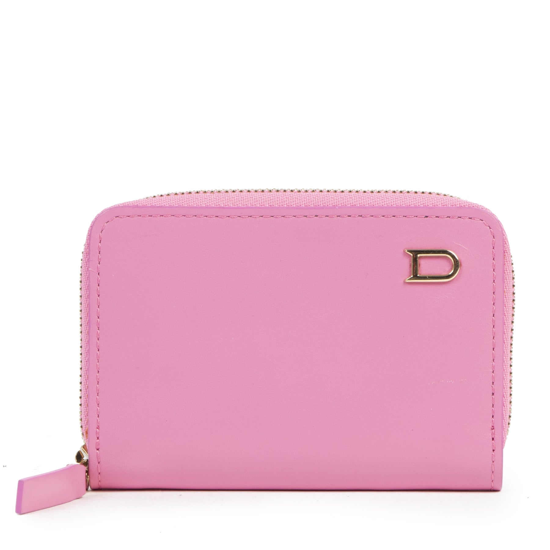 Authentieke Tweedehands Delvaux Hot Pink Zip Mini Wallet juiste prijs veilig online shoppen luxe merken webshop winkelen Antwerpen België mode fashion