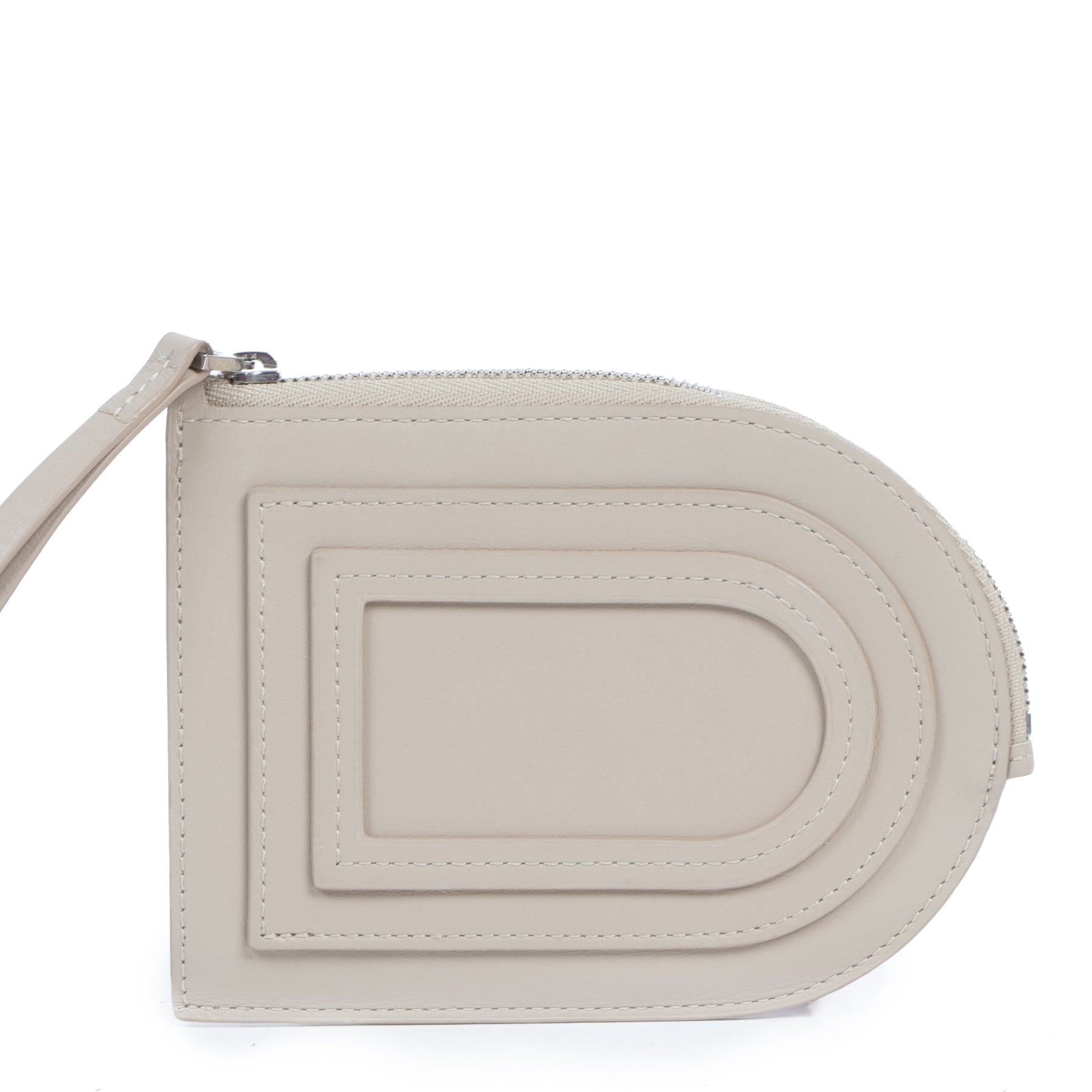 Authentic second-hand vintage Delvaux Light Grey D Card Holder buy online webshop LabelLOV