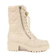Christian Dior White Calfskin Cannage D-leader Ankle Boots
