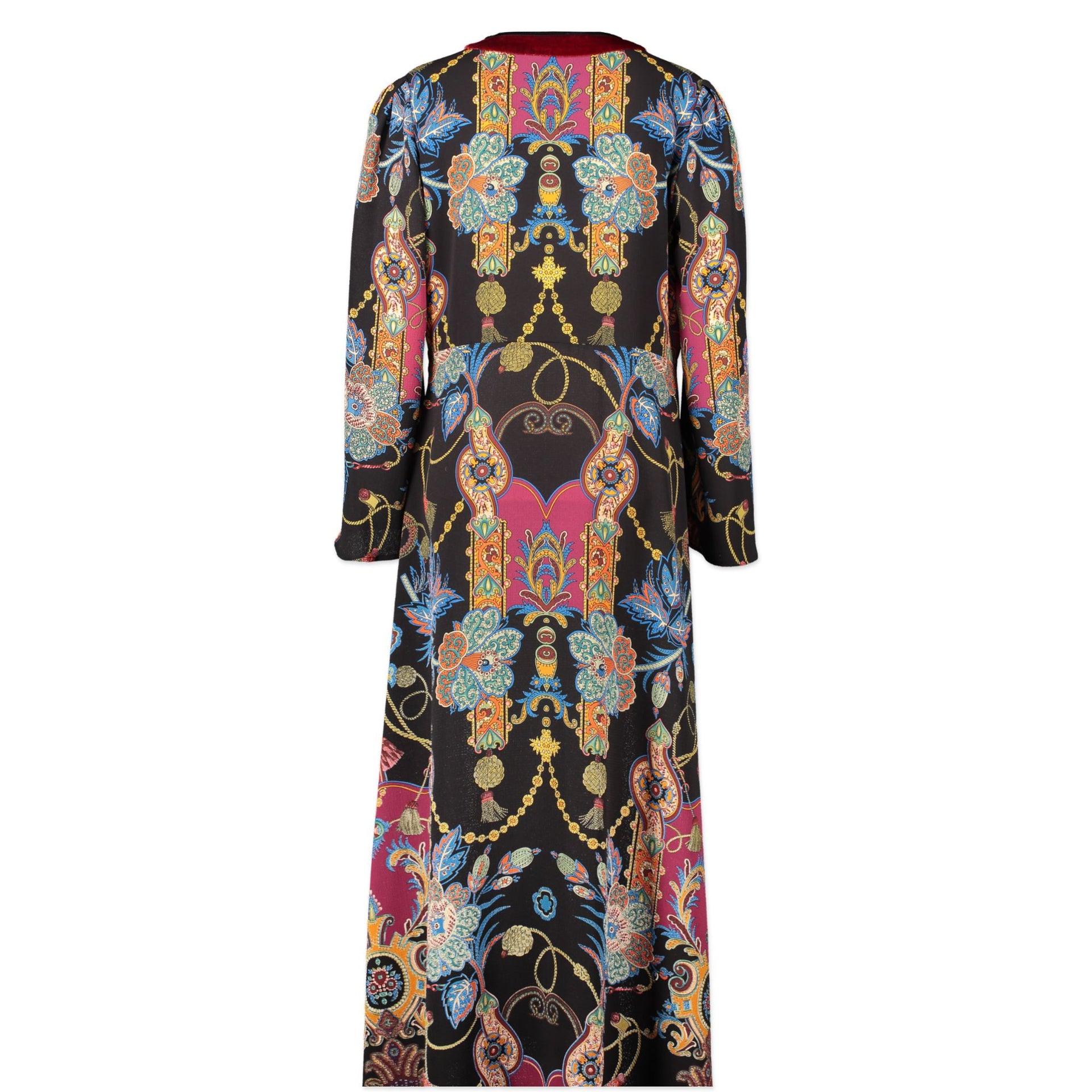 Authentic second-hand vintage Etro Multicolor Velvet V-Neck Dress - Size 46 buy online webshop LabelLOV