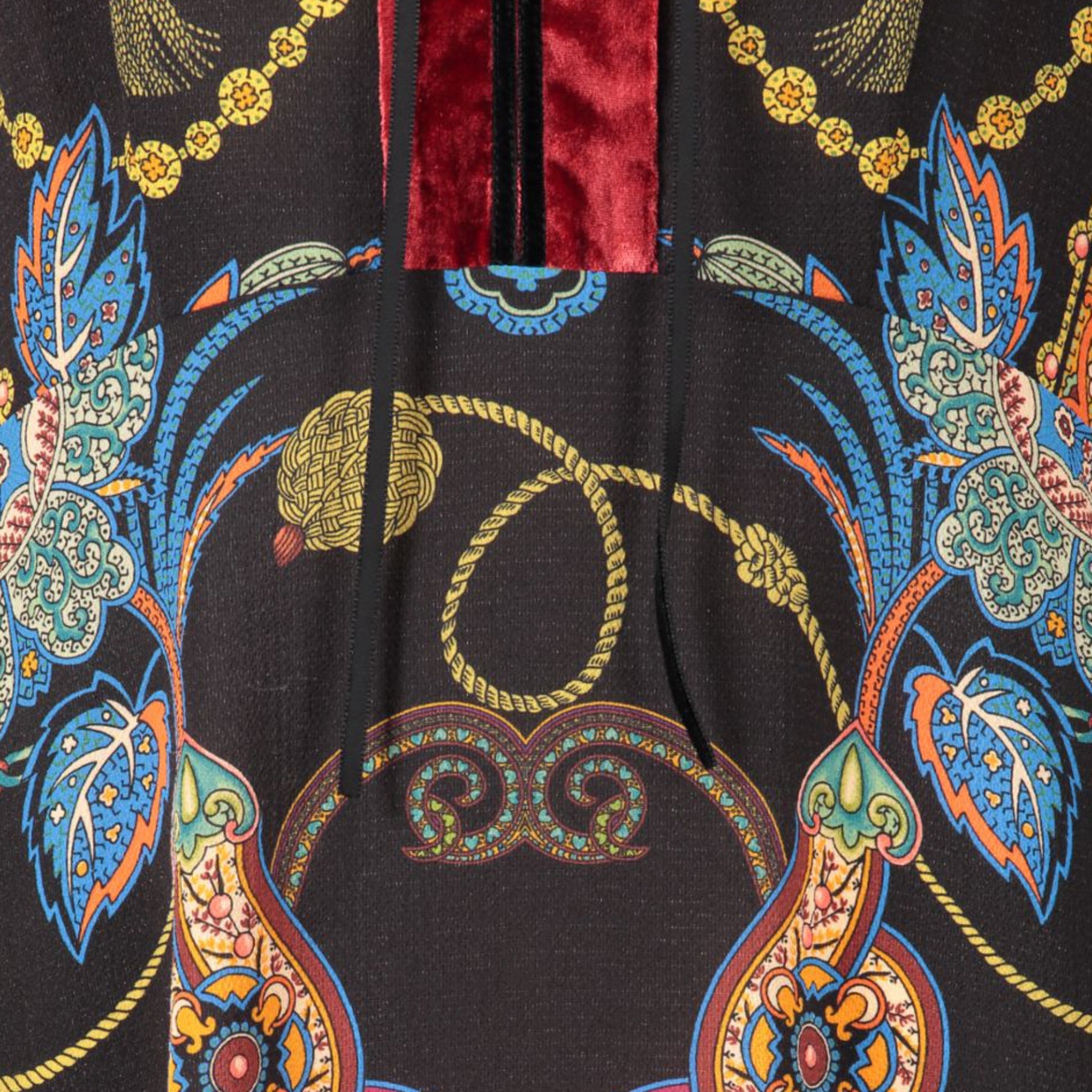 Authentique seconde-main vintage Etro Multicolor Velvet V-Neck Dress - Size 46 achète en ligne webshop LabelLOV
