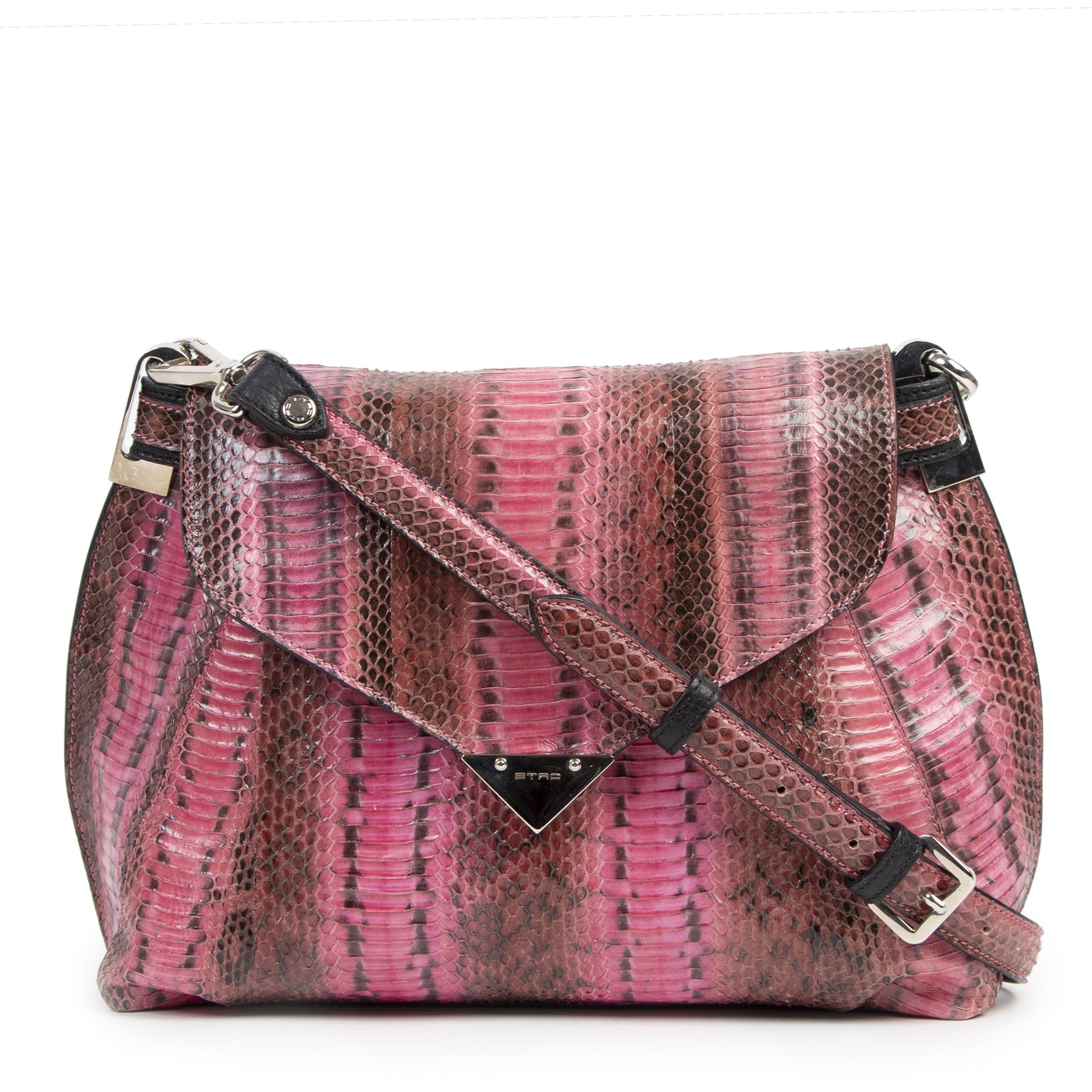 Authentic second-hand vintage Etro Pink Python Crossbody Bag buy online webshop LabelLOV