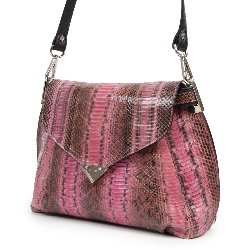 Authentieke tweedehands vintage Etro Pink Python Crossbody Bag koop online webshop LabelLOV