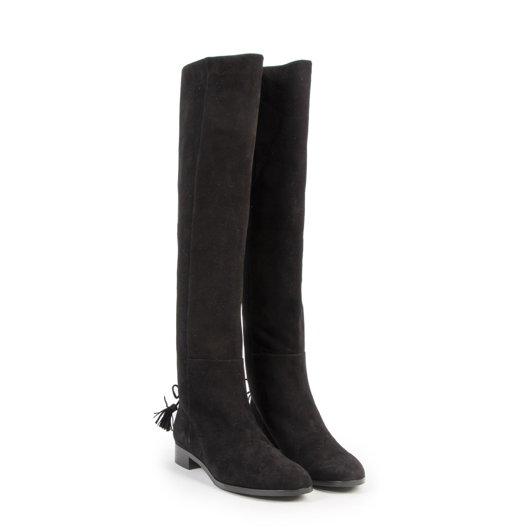Authentieke tweedehands vintage Aquazzura Suede Flat High Knee Boots - Size 39,5 koop online webshop LabelLOV