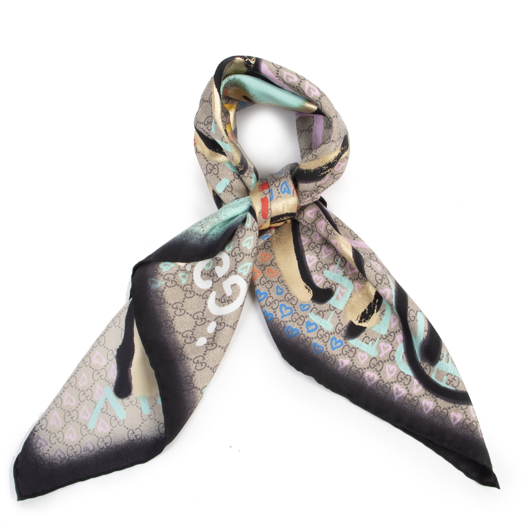 Authentic second-hand vintage Gucci Life Is Gucci Monogram Scarf buy online webshop LabelLOV