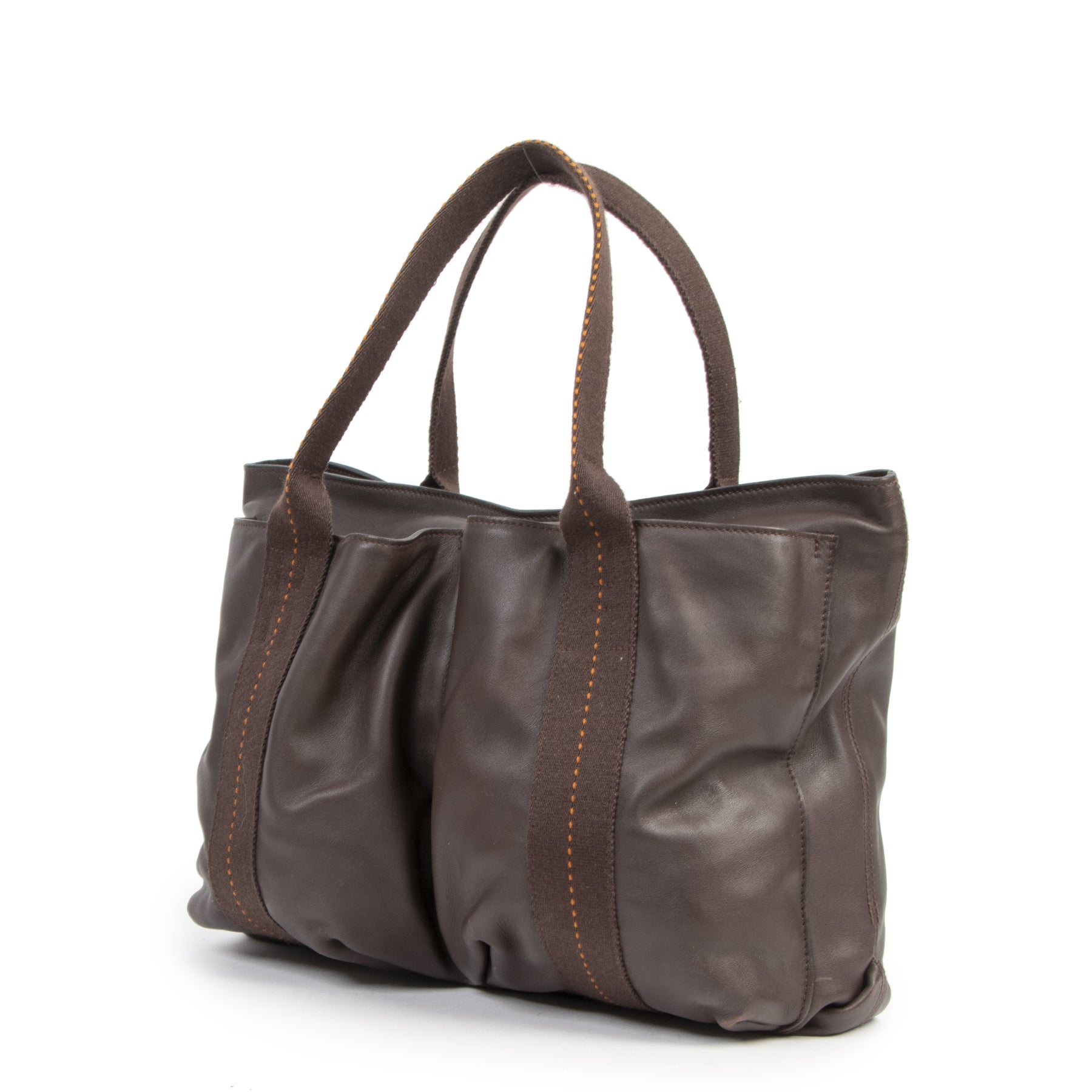 Authentic secondhand Hermès Brown Leather Caravan Tote designer bags fashion luxury vintage webshop safe secure online shopping high end brands