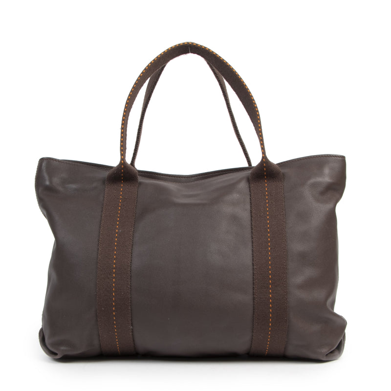 Authentieke Tweedehands Hermès Brown Leather Caravan Tote juiste prijs veilig online shoppen luxe merken webshop winkelen Antwerpen België mode fashion