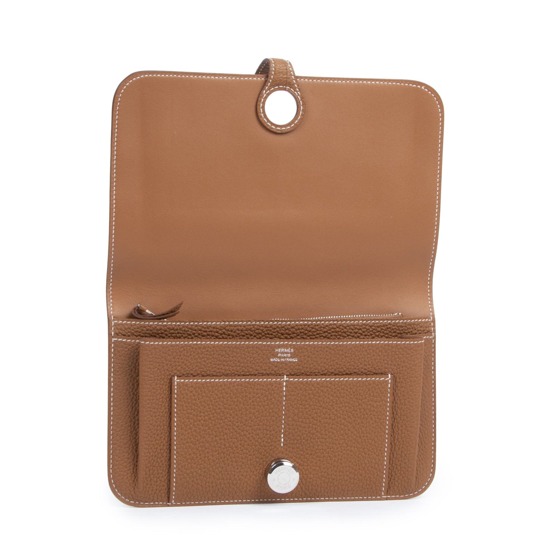 Authentic secondhand Hermès Dogon Duo Gold Togo Wallet designer accessories fashion luxury vintage webshop safe secure online shopping high end brands