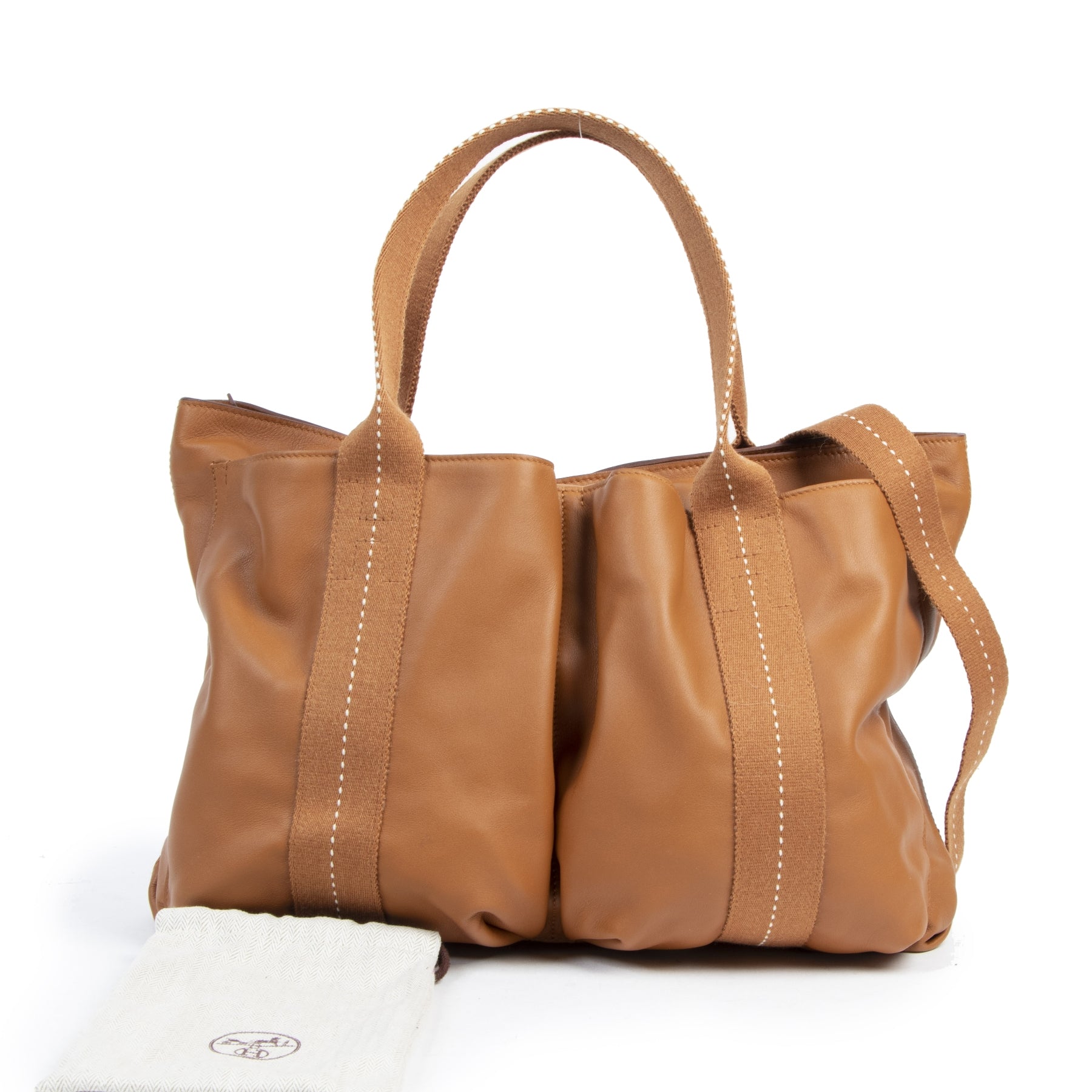 Authentic secondhand Hermès Orange Leather Caravan Tote designer bags fashion luxury vintage webshop safe secure online shopping designer high end brands