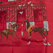 Authentic secondhand Hermès Red Carré Horse Scarf designer bags fashion luxury vintage webshop safe secure online shopping high end brands