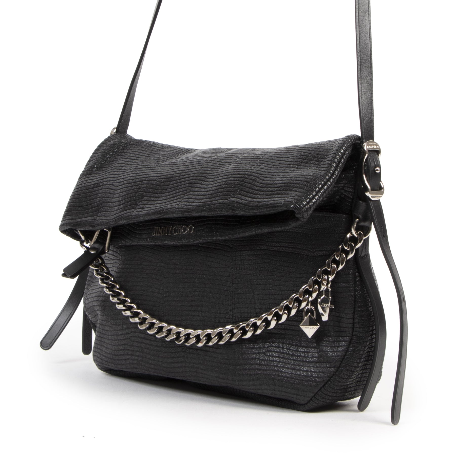 Jimmy Choo Black Leather Biker Shoulder Bag – Labellov