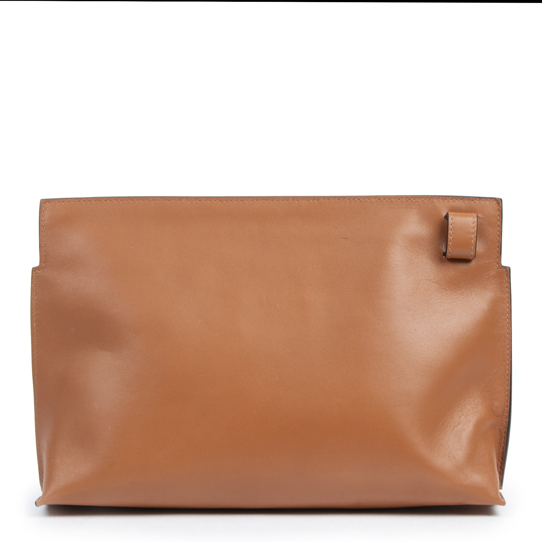 Authentique seconde-main vintage Loewe Cognac Leather Clutch achète en ligne webshop LabelLOV