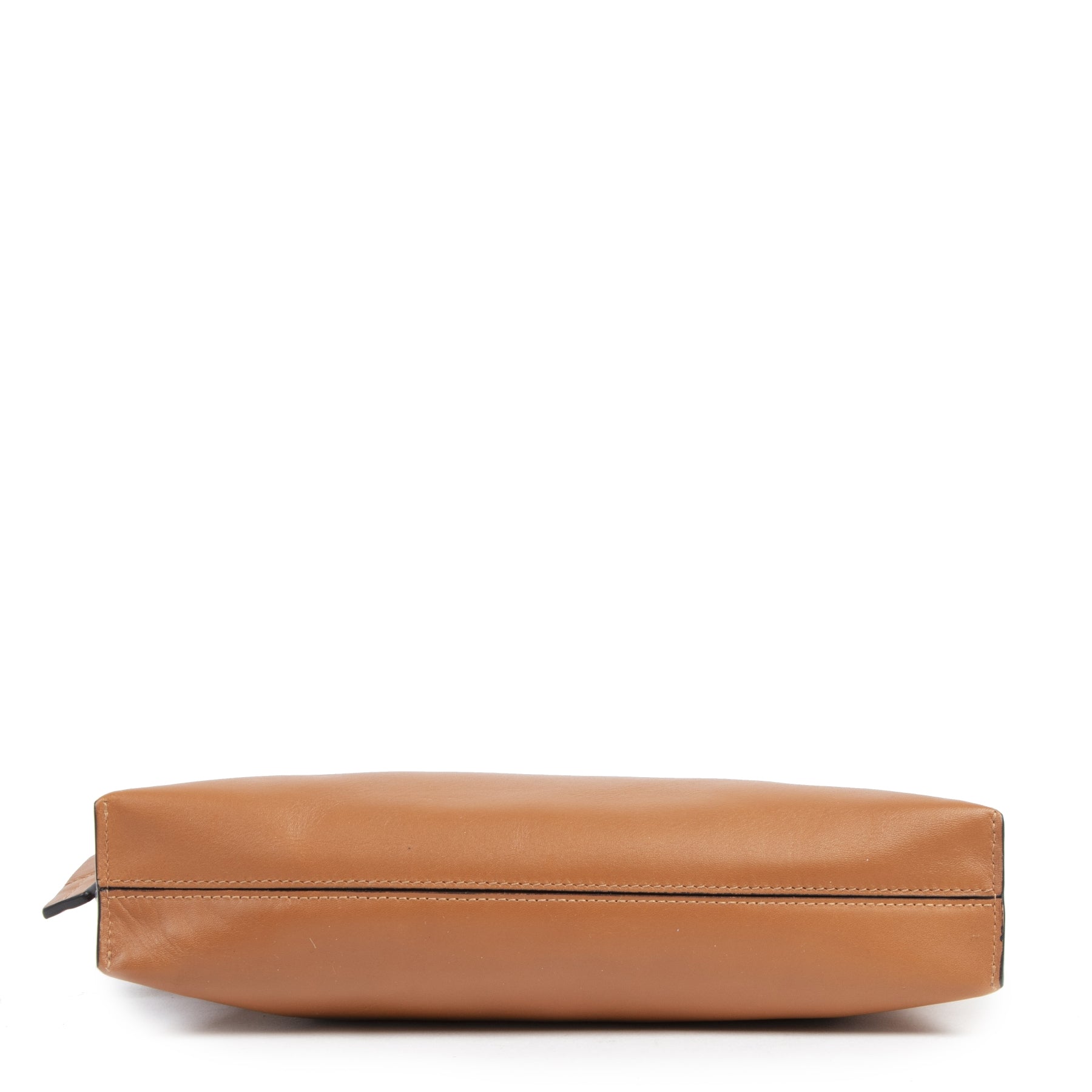 Authentic second-hand vintage Loewe Cognac Leather Clutch buy online webshop LabelLOV