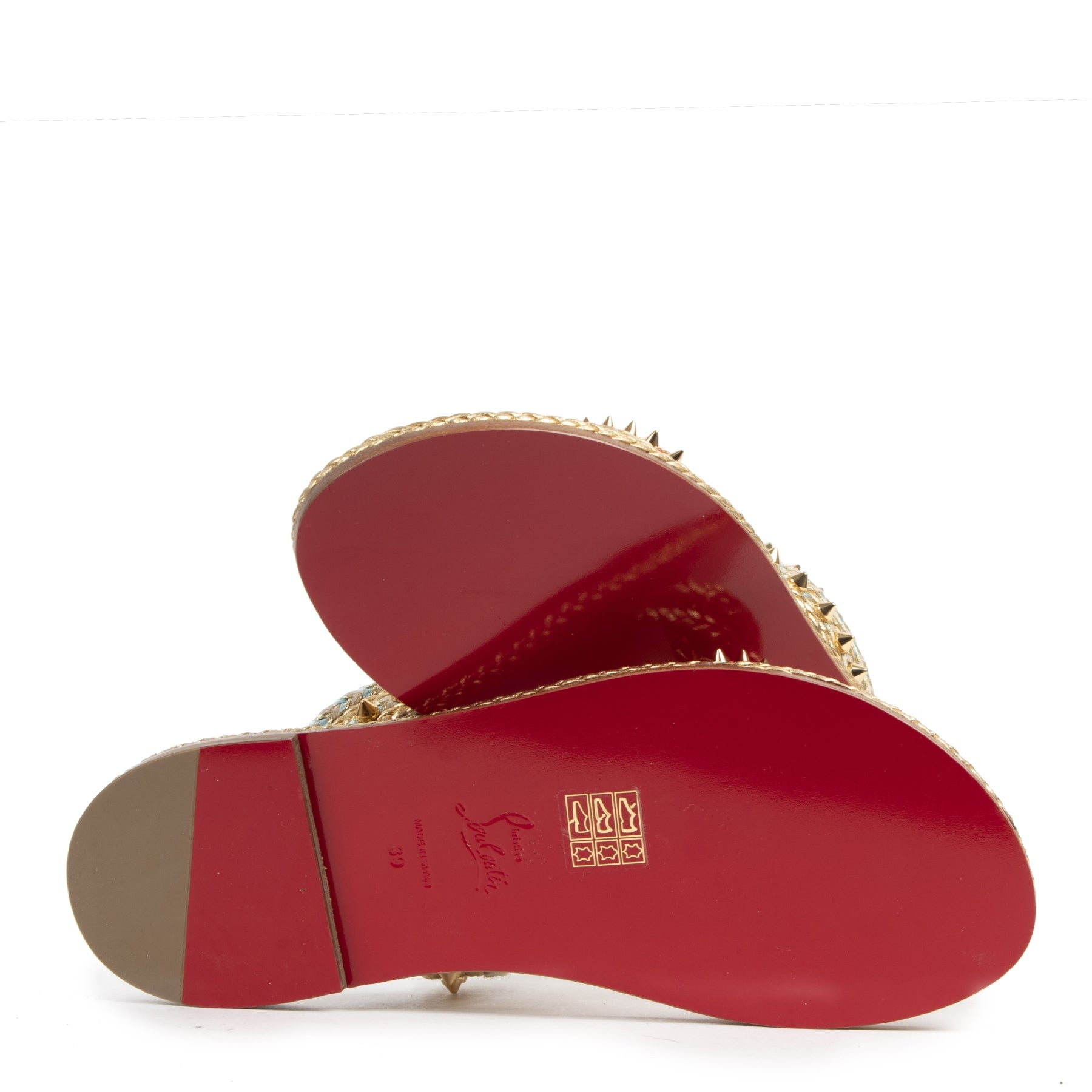 Authentieke tweedehands vintage Christian Louboutin Normandie Flat Red Sole Sandals - Size 39 koop online webshop LabelLOV