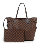 Shop safe online 100% authentic Louis Vuitton Damier Ebene Canvas Neverfull MM Shoulder Bag in very good preloved condition and at the right price at Labellov.com.