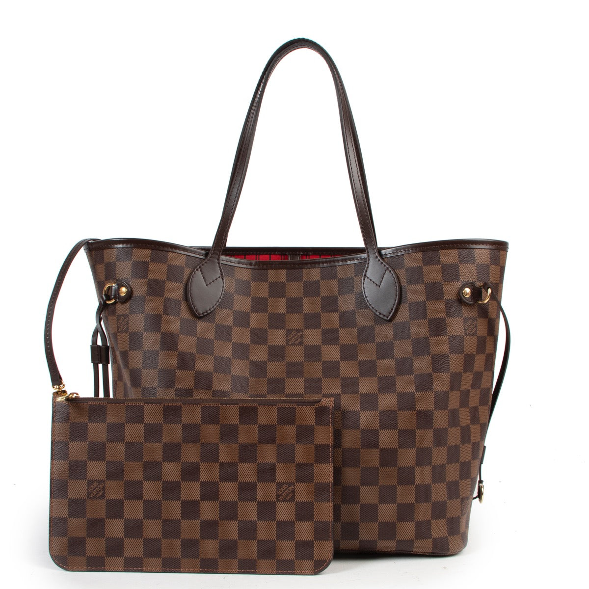 Shop safe online 100% authentic Louis Vuitton Damier Ebene Canvas Neverfull MM Shoulder Bag in very good preloved condition and at the right price at Labellov.com.