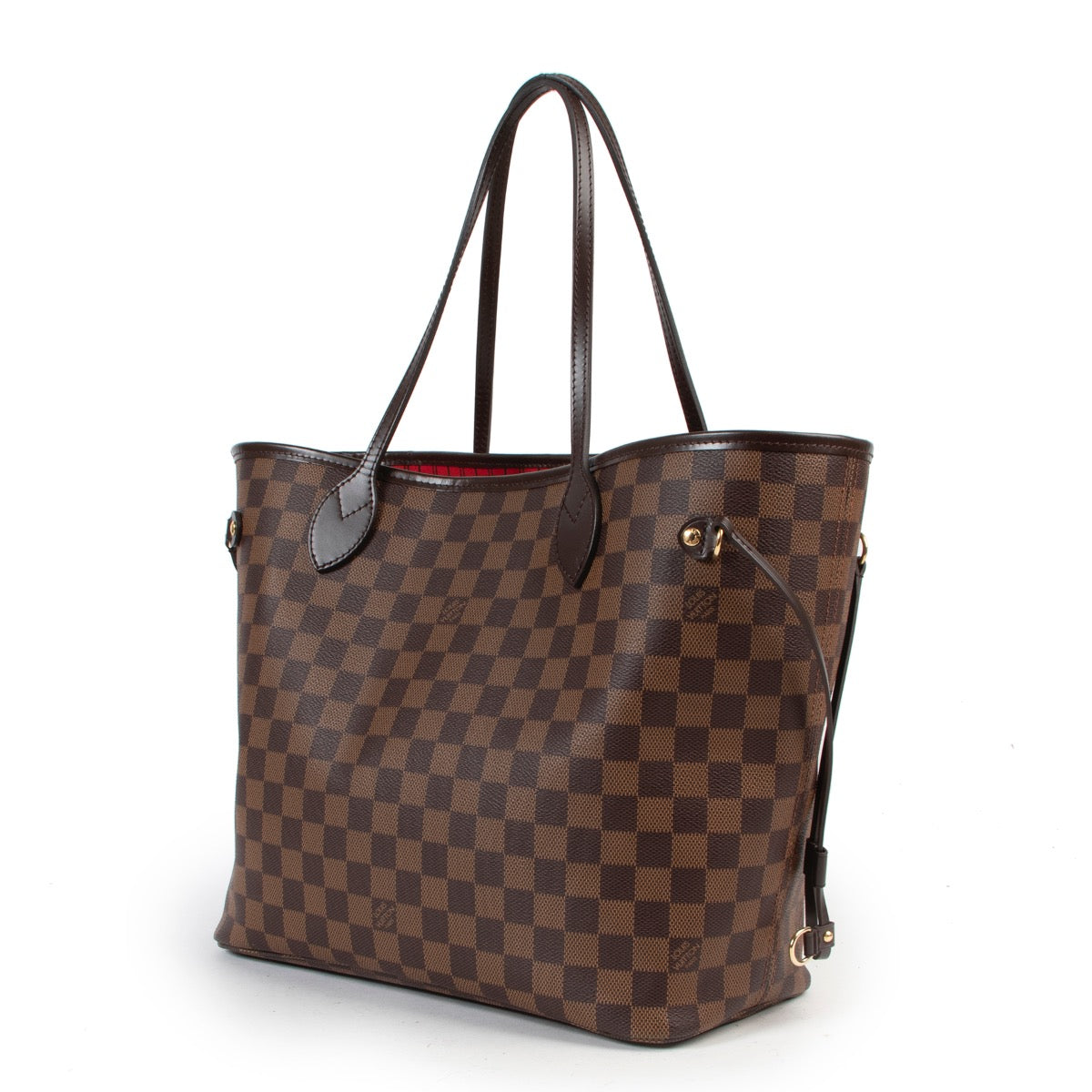 Shop safe online 100% authentic Louis Vuitton Damier Ebene Canvas Neverfull MM Shoulder Bag in very good preloved condition and at the right price at Labellov.com.
