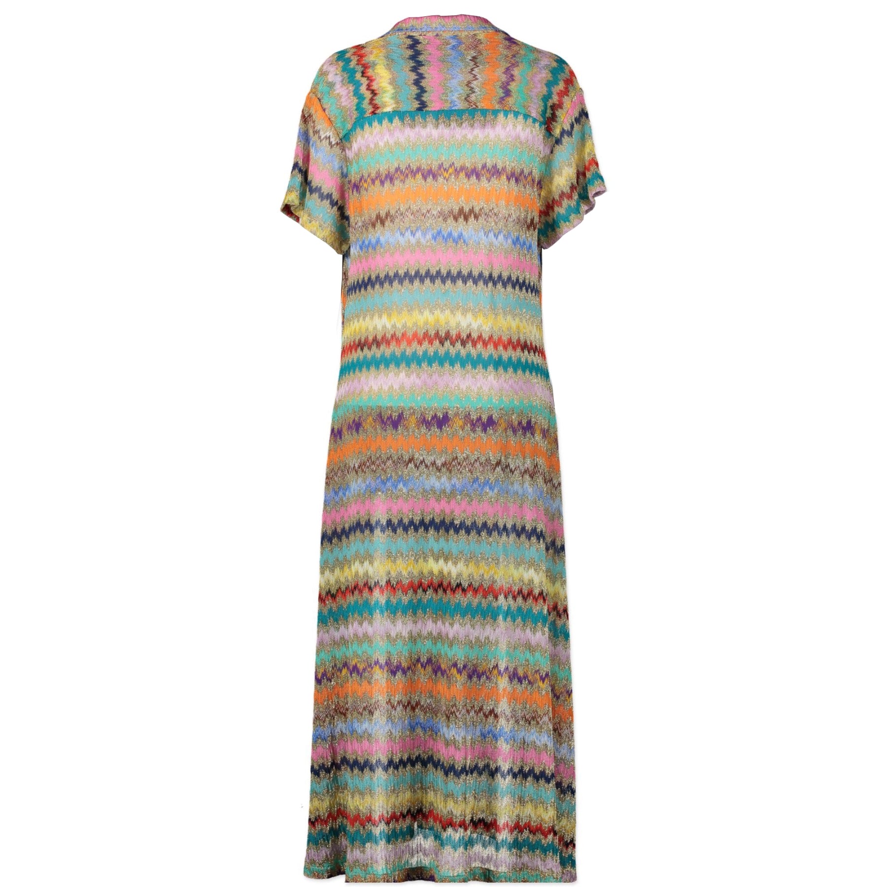 Authentieke tweedehands vintage Missoni Mare Rainbow Zigzag Knit Dress- IT Size 46 koop online webshop LabelLOV