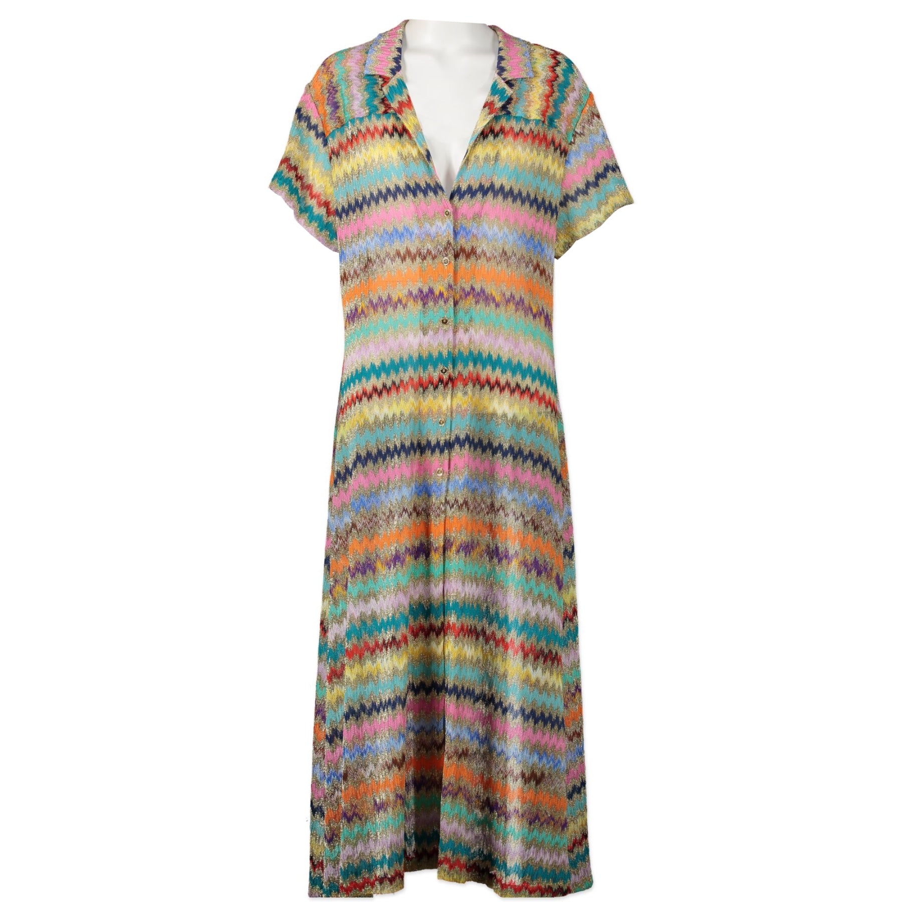 Authentic second-hand vintage Missoni Mare Rainbow Zigzag Knit Dress- IT Size 46 buy online webshop LabelLOV