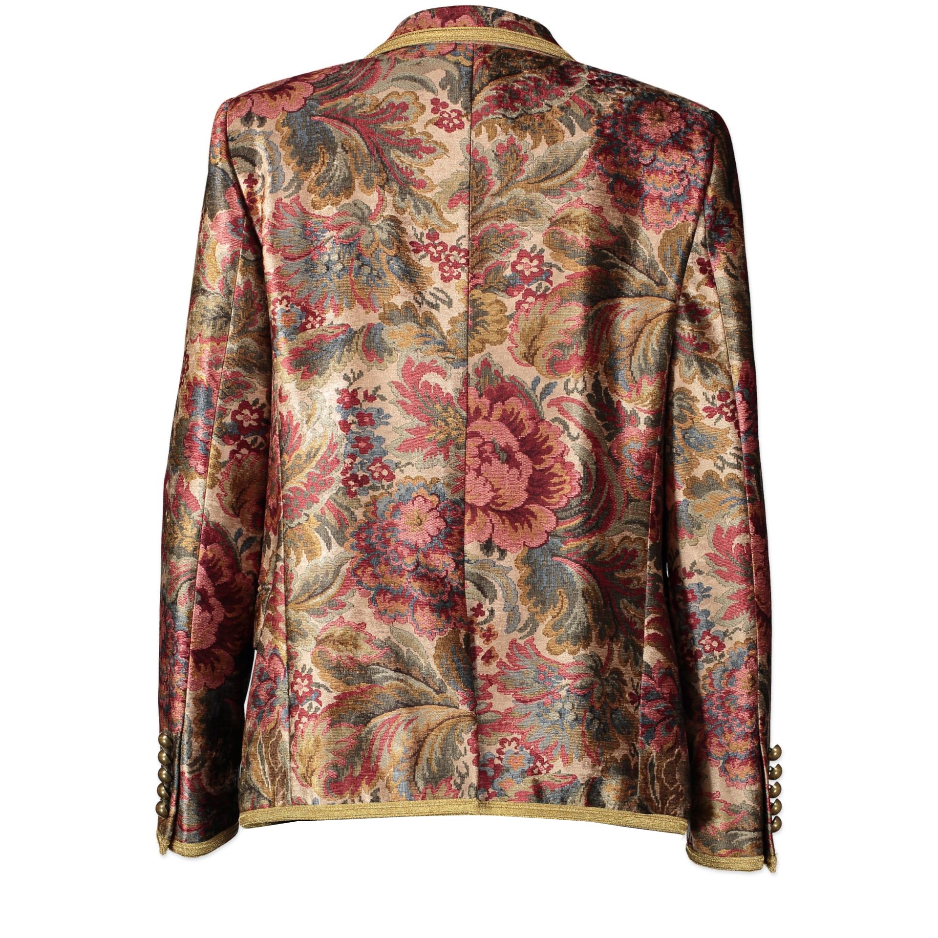 Saint Laurent Jacquard Floral Gold Trim Blazer