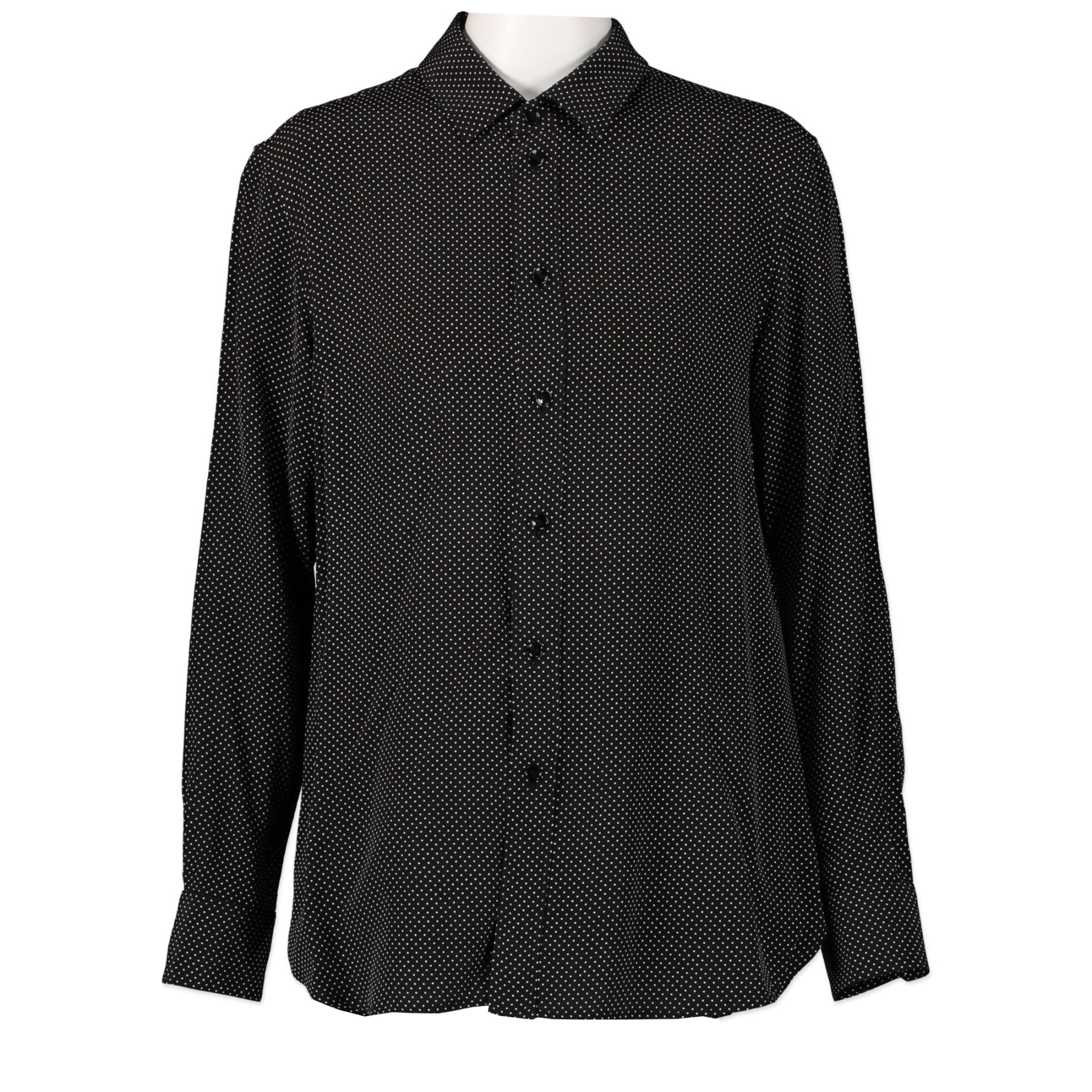 Authentic secondhand Saint Laurent Dotted Black And White Blouse - Size FR 42 designer clothing fashion luxury vintage webshop safe secure online shopping high end brands