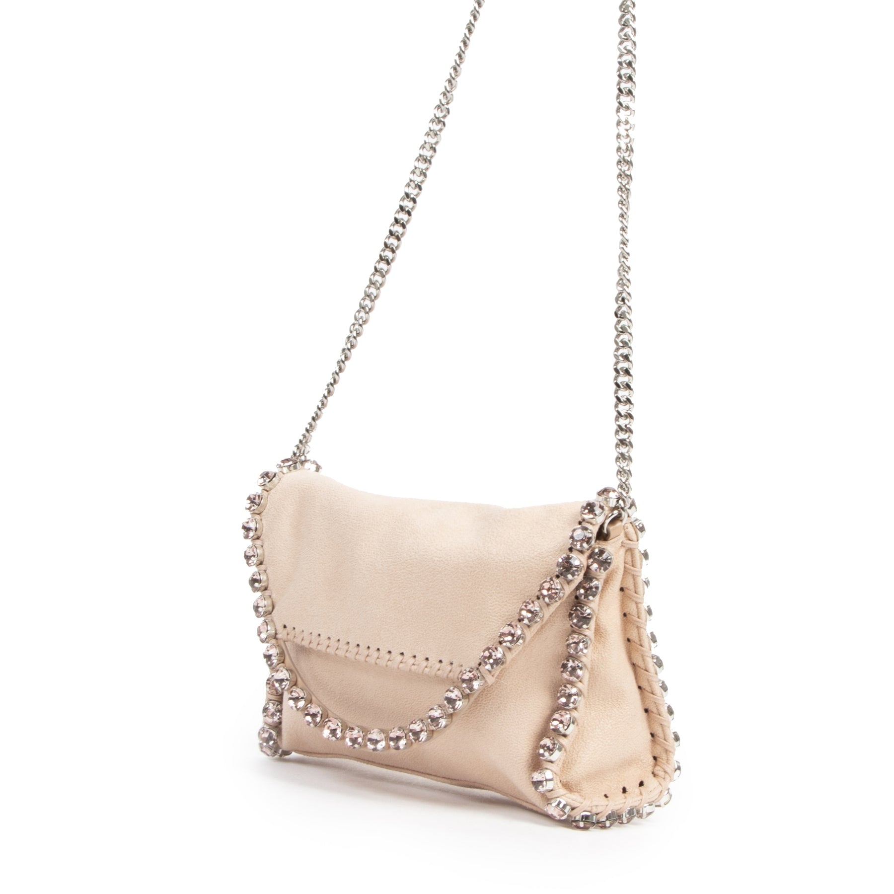 Stella McCartney Pink Suede Diamond Clutch Acheter en linge seconde main Stella McCartney Pink Suede Diamond Clutch