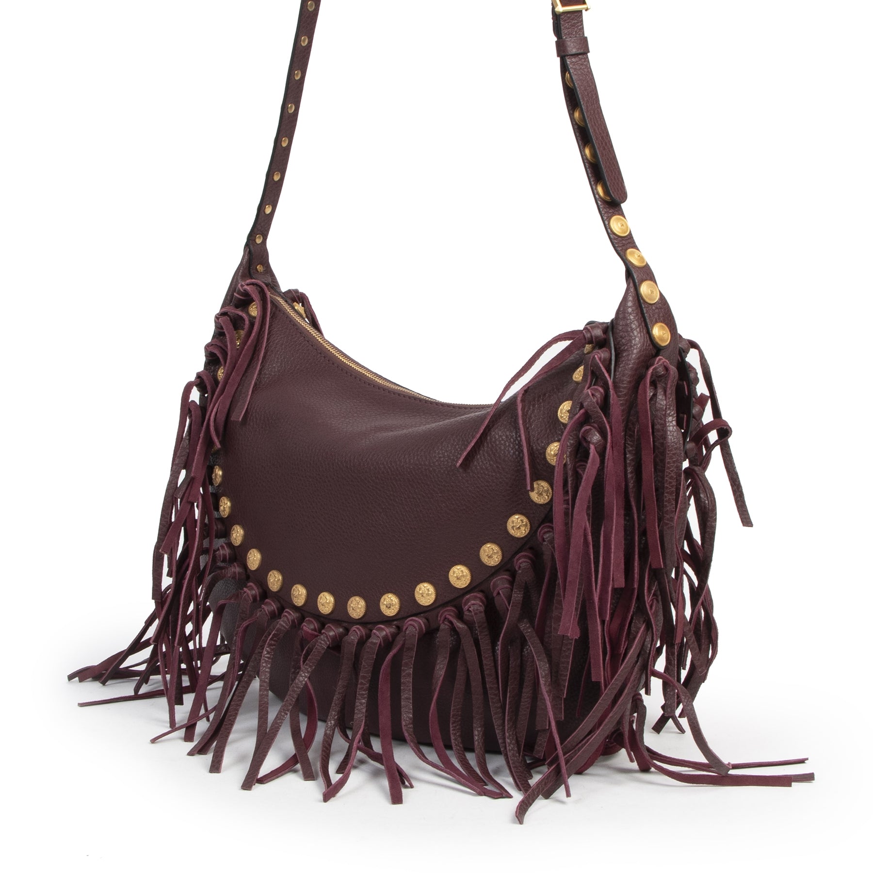Valentino Purple C-Rockee Fringe Bag we buy and sell your authentic designer bags online.