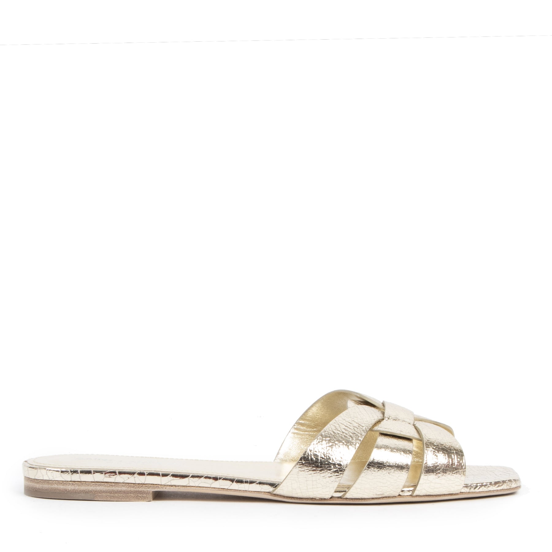 Authentieke Tweedehands Saint Laurent Golden Tribute Slides - Size 39 juiste prijs veilig online shoppen luxe merken webshop winkelen Antwerpen België mode fashion