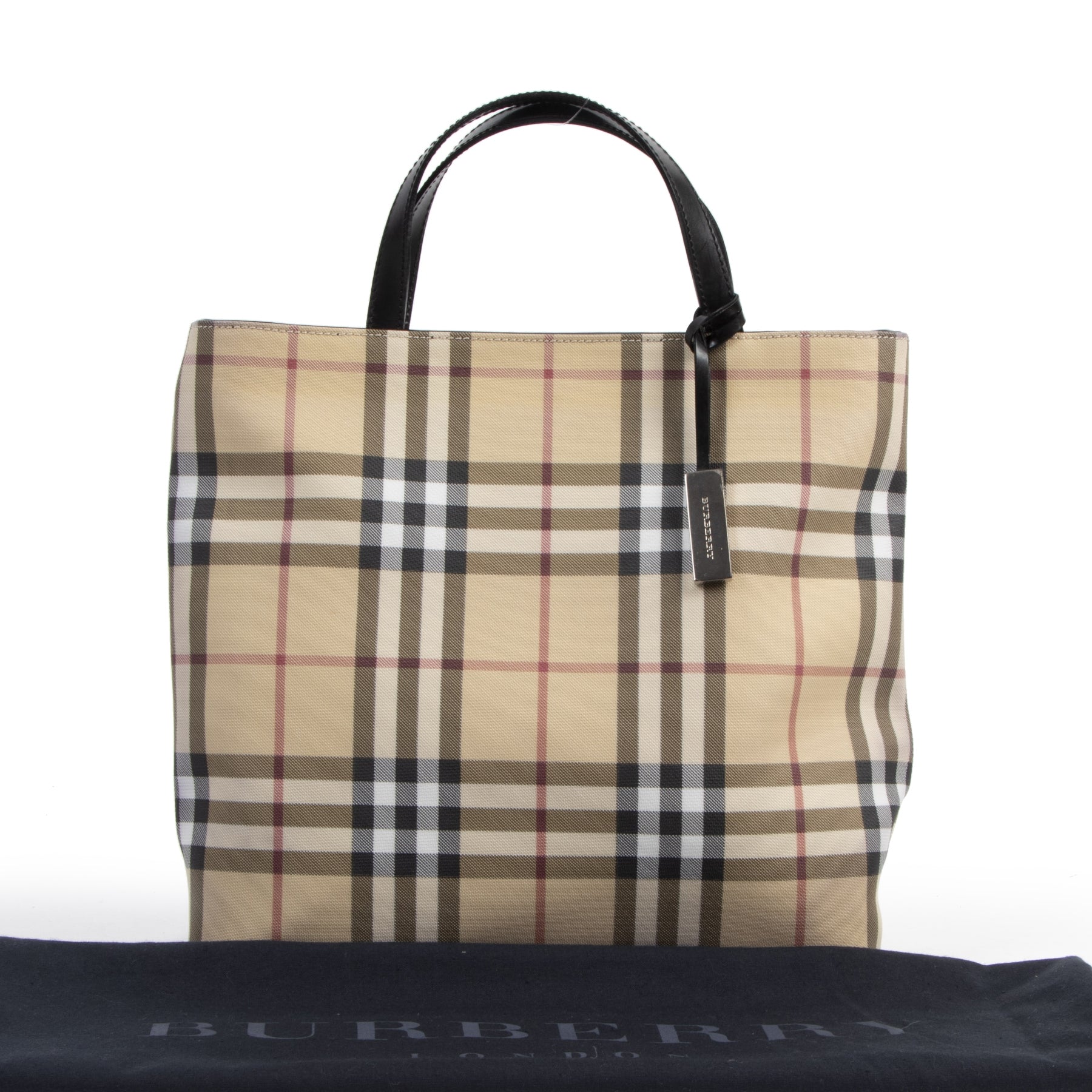 Authentieke tweedehands vintage Burberry Nova Check Print Tote koop online webshop LabelLOV