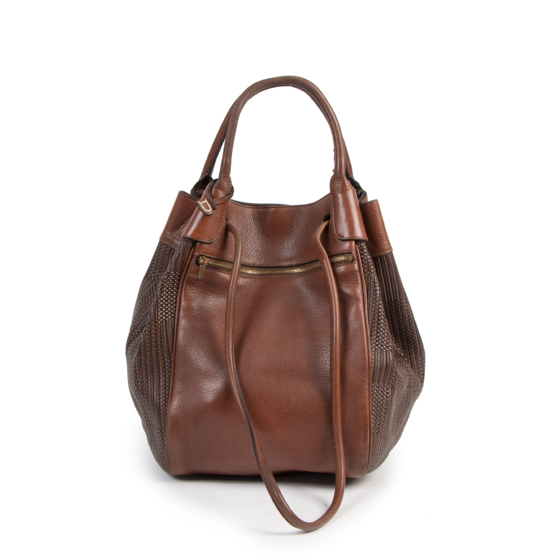 Authentic second-hand vintage Delvaux Cognac Toile De Cuir Corail Bag buy online webshop LabelLOV