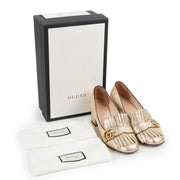 Gucci Gold Marmont Leather Mid-Heel Pumps - size 38 Buy this gorgeous pair here safely!