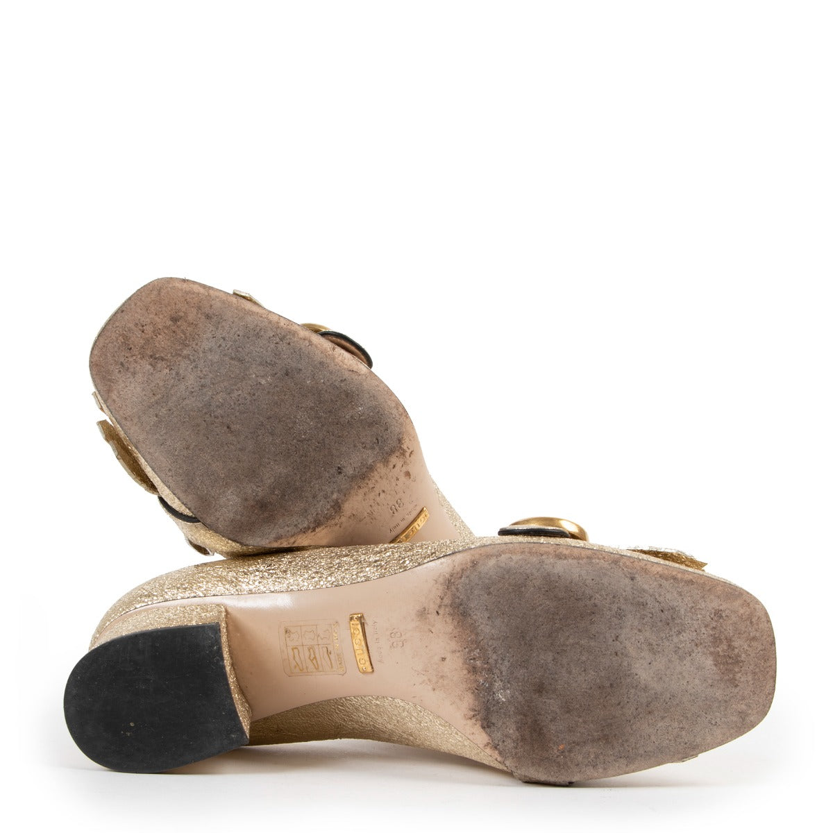 Gucci Gold Marmont Leather Mid-Heel Pumps - size 38 Buy this gorgeous pair here safely!