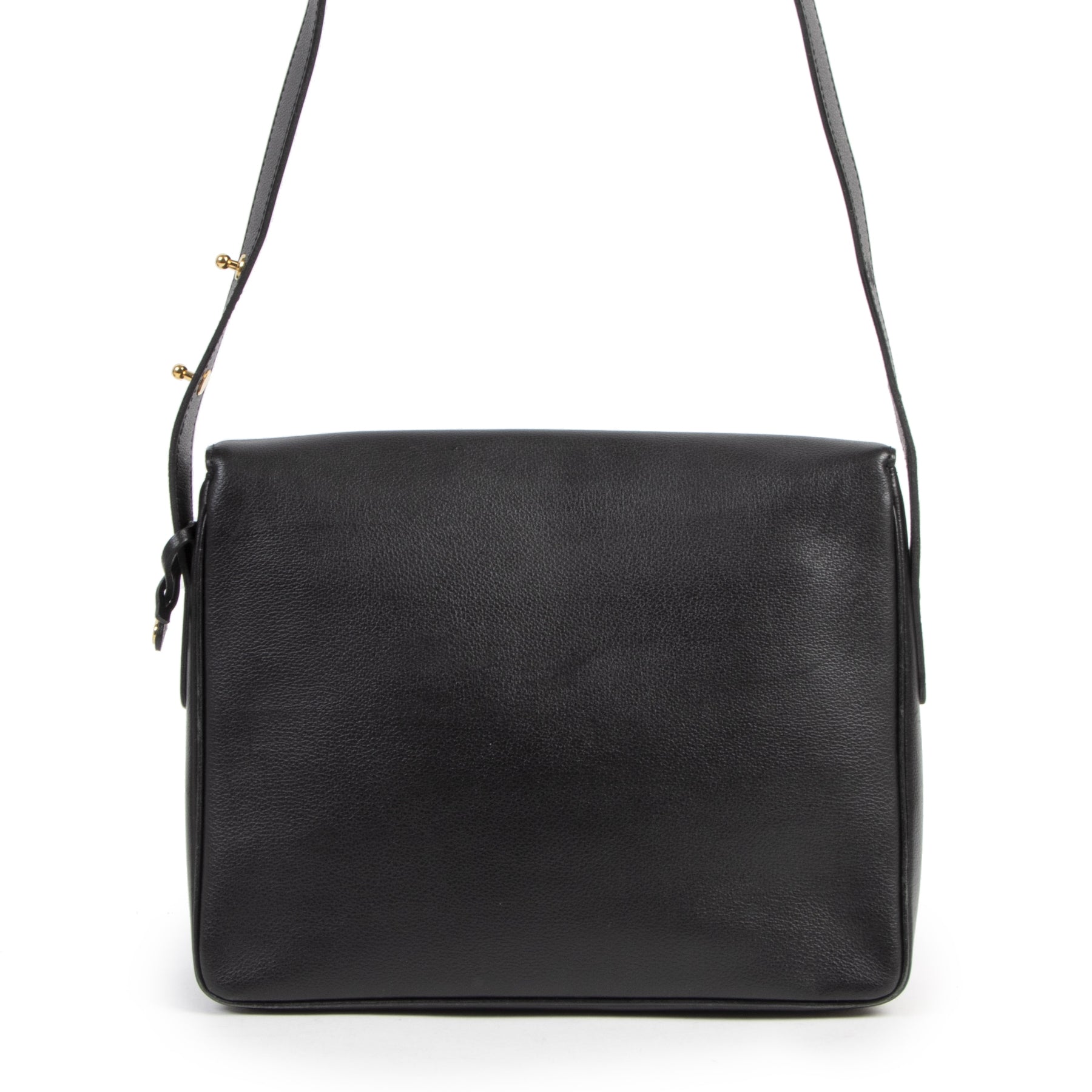 Authentieke tweedehands vintage Delvaux Poirier Black Shoulder Bag koop online webshop LabelLOV