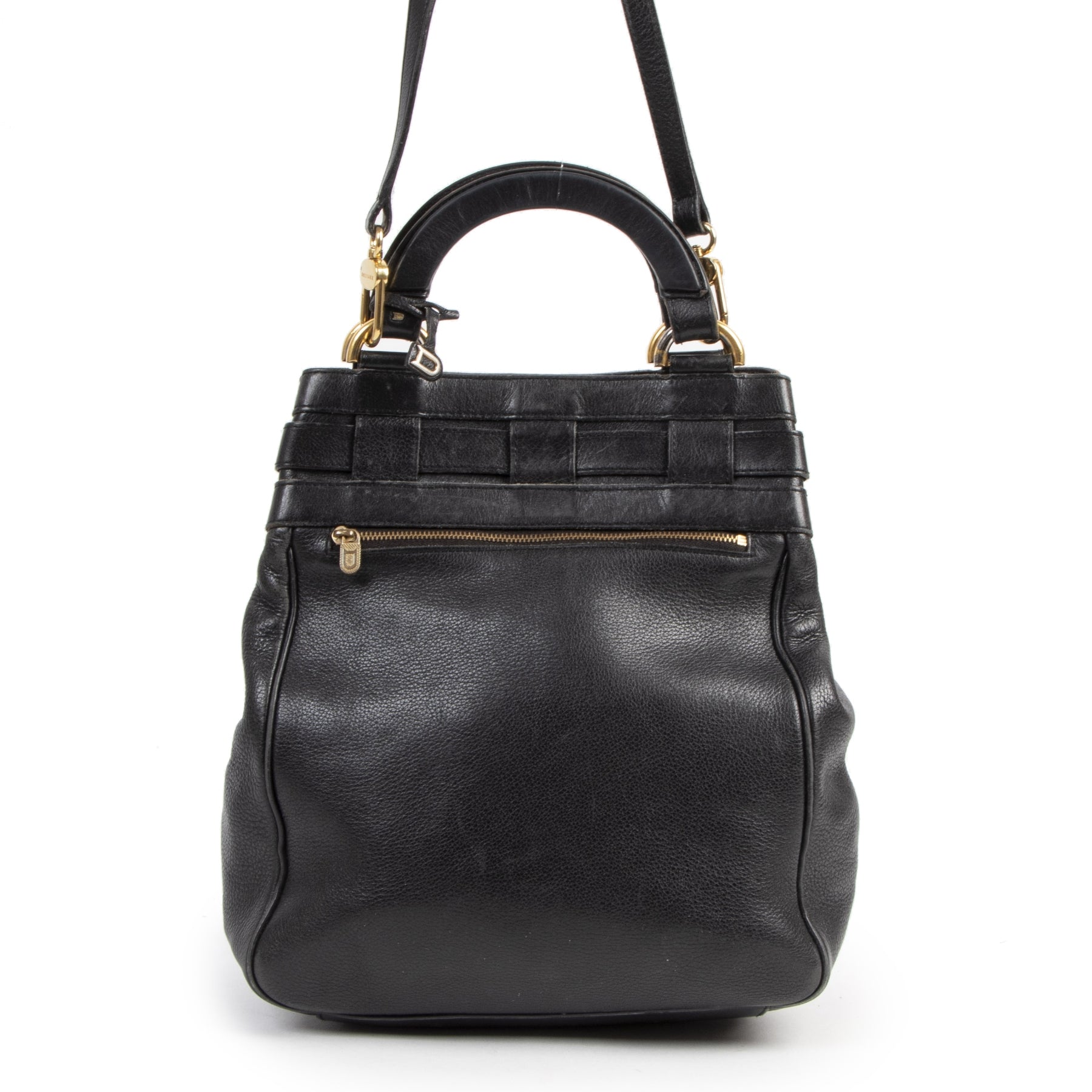 Are you looking for an authentic designer Delvaux Black Leather Top Handle Crossbody Bag?