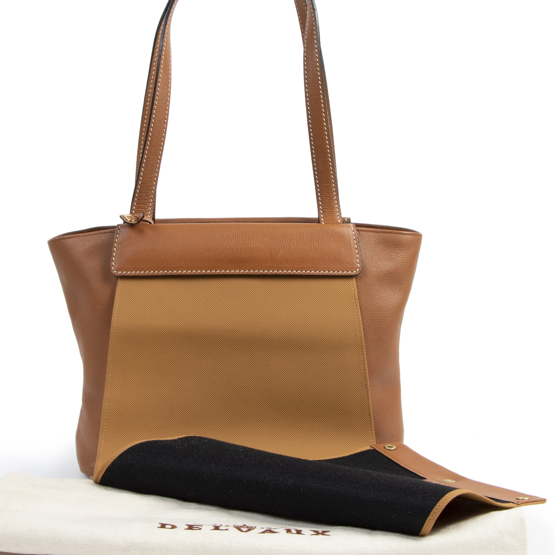 Authentique seconde-main vintage Delvaux Cognac Illusion Handbag achète en ligne webshop LabelLOV